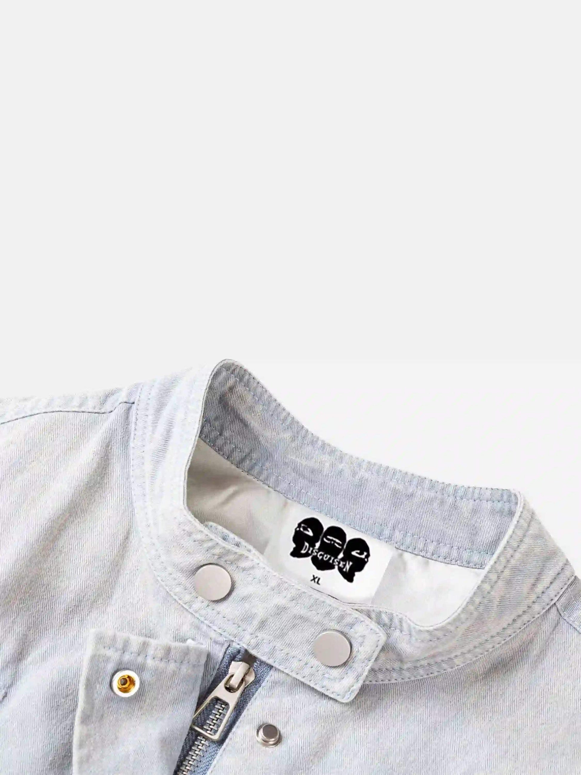 Disguisen American Street Style Washed Faded Short Jacket