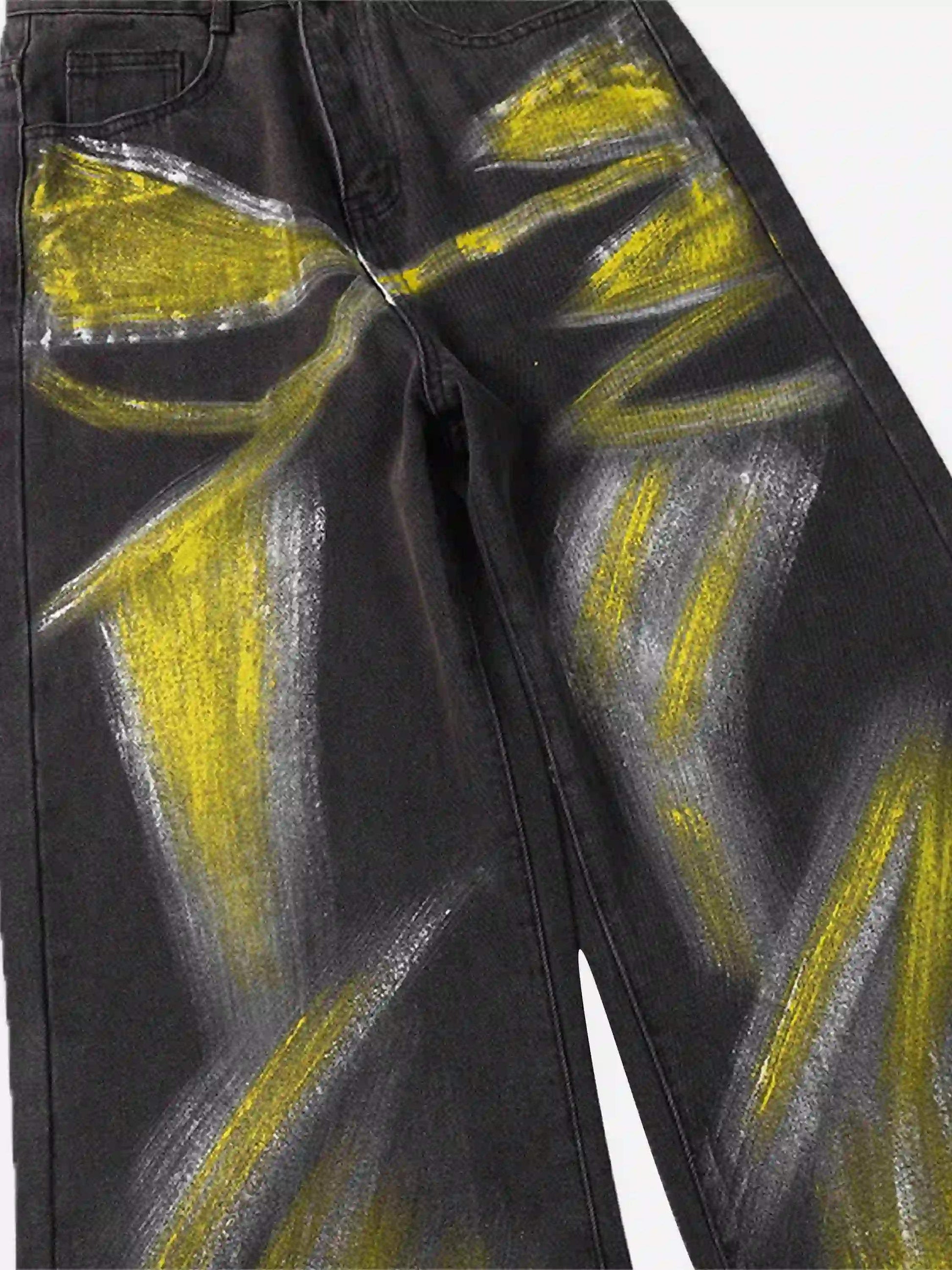 Disguisen Street Jeans dritti sporchi dipinti a mano
