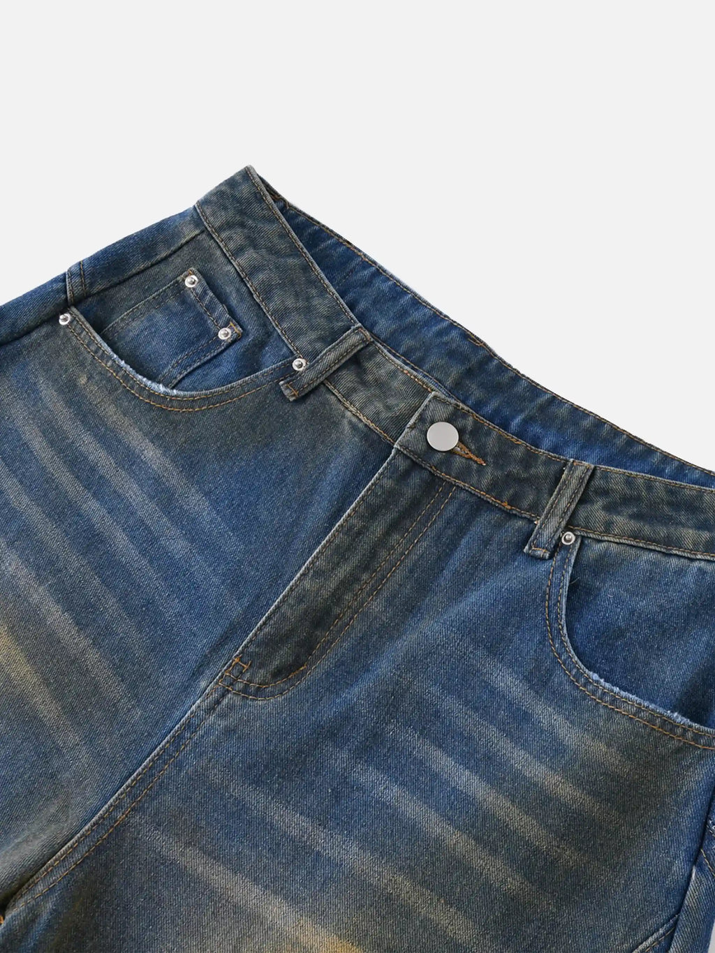 Straight-Leg Patchwork Mud-Dyed Jeans