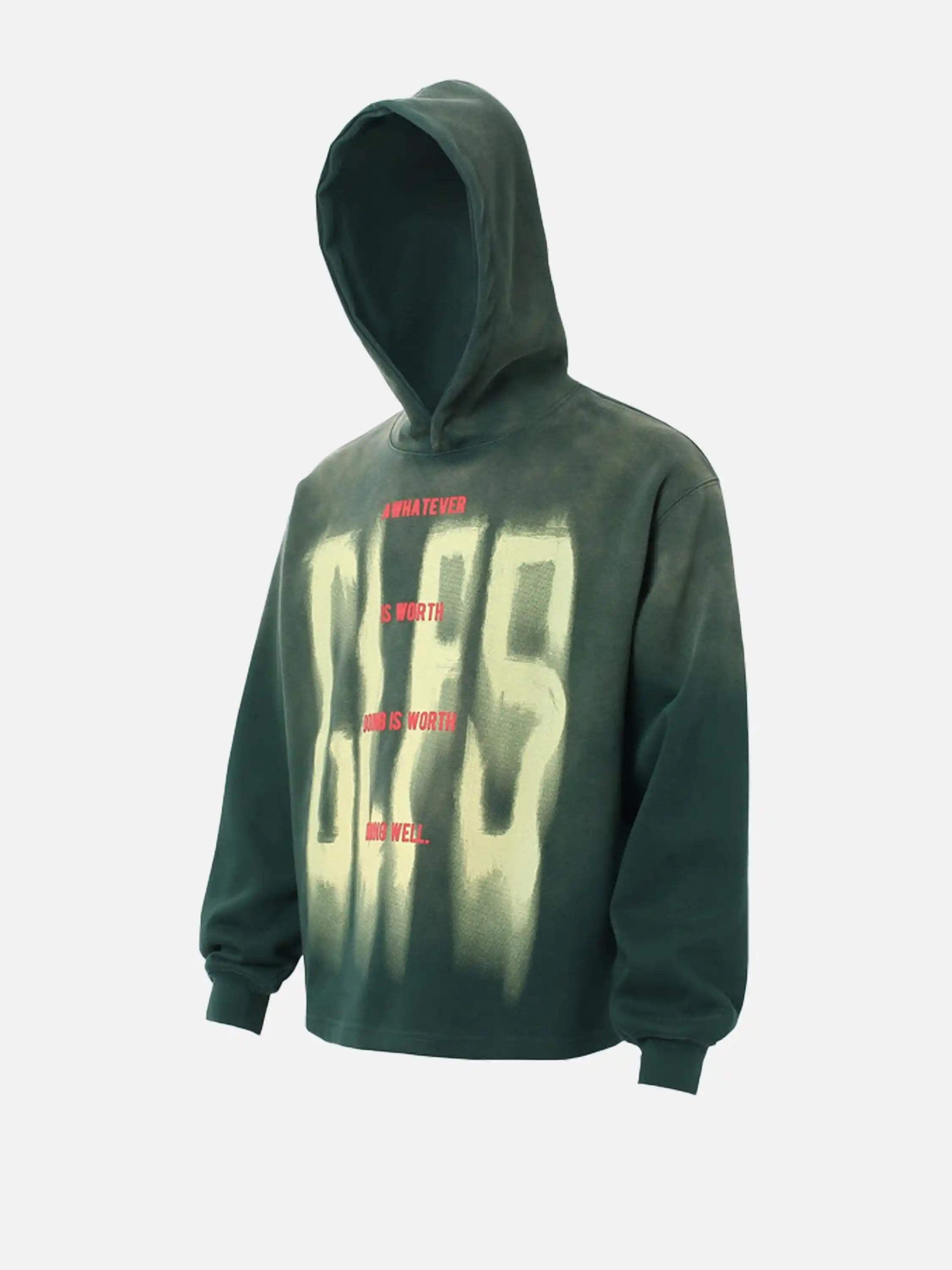 Graffiti Letter Gradient Distressed Hoodie