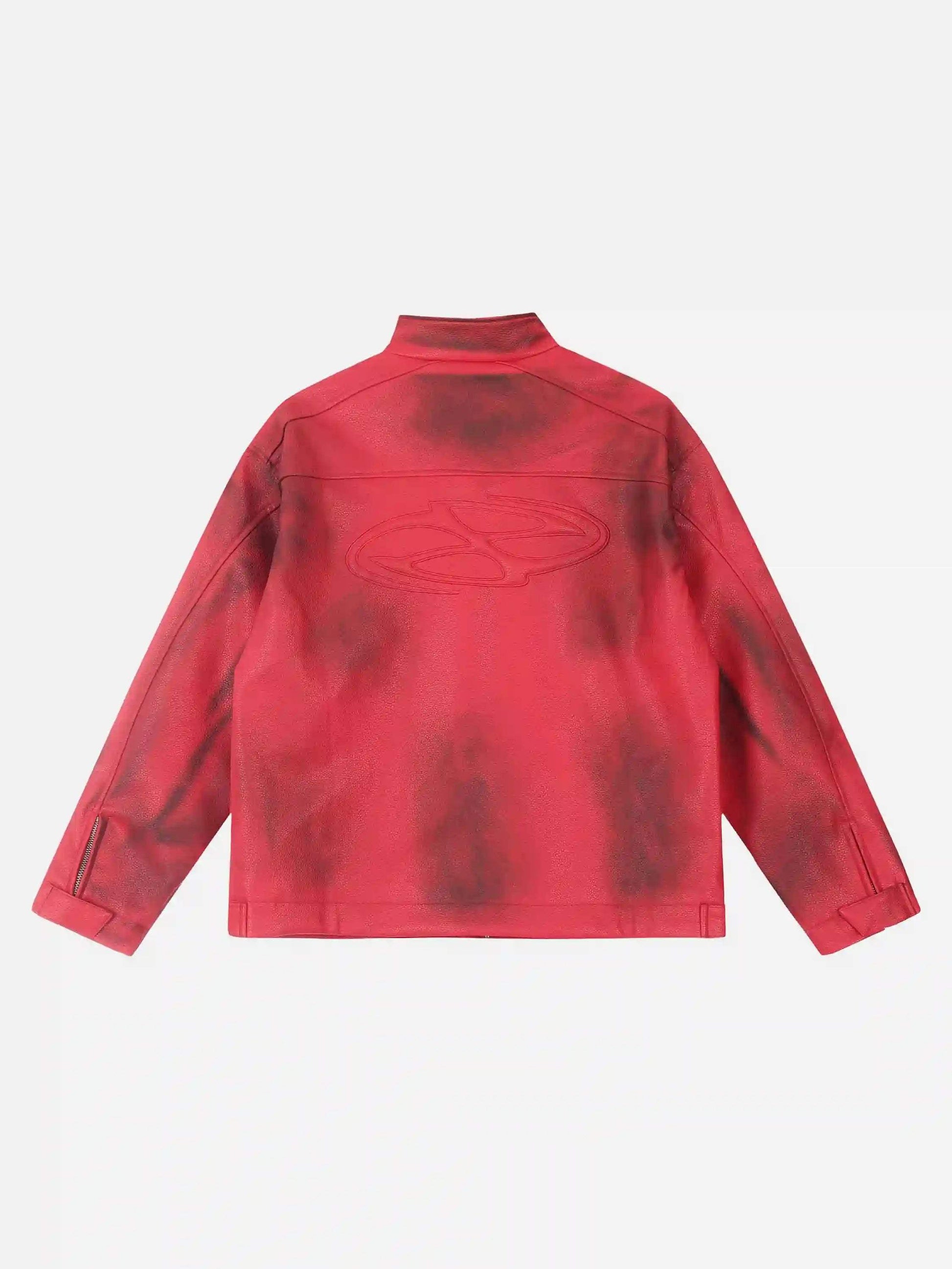 Disguisen American Style 3D Embroidery Spray Color Motorcycle Jacket
