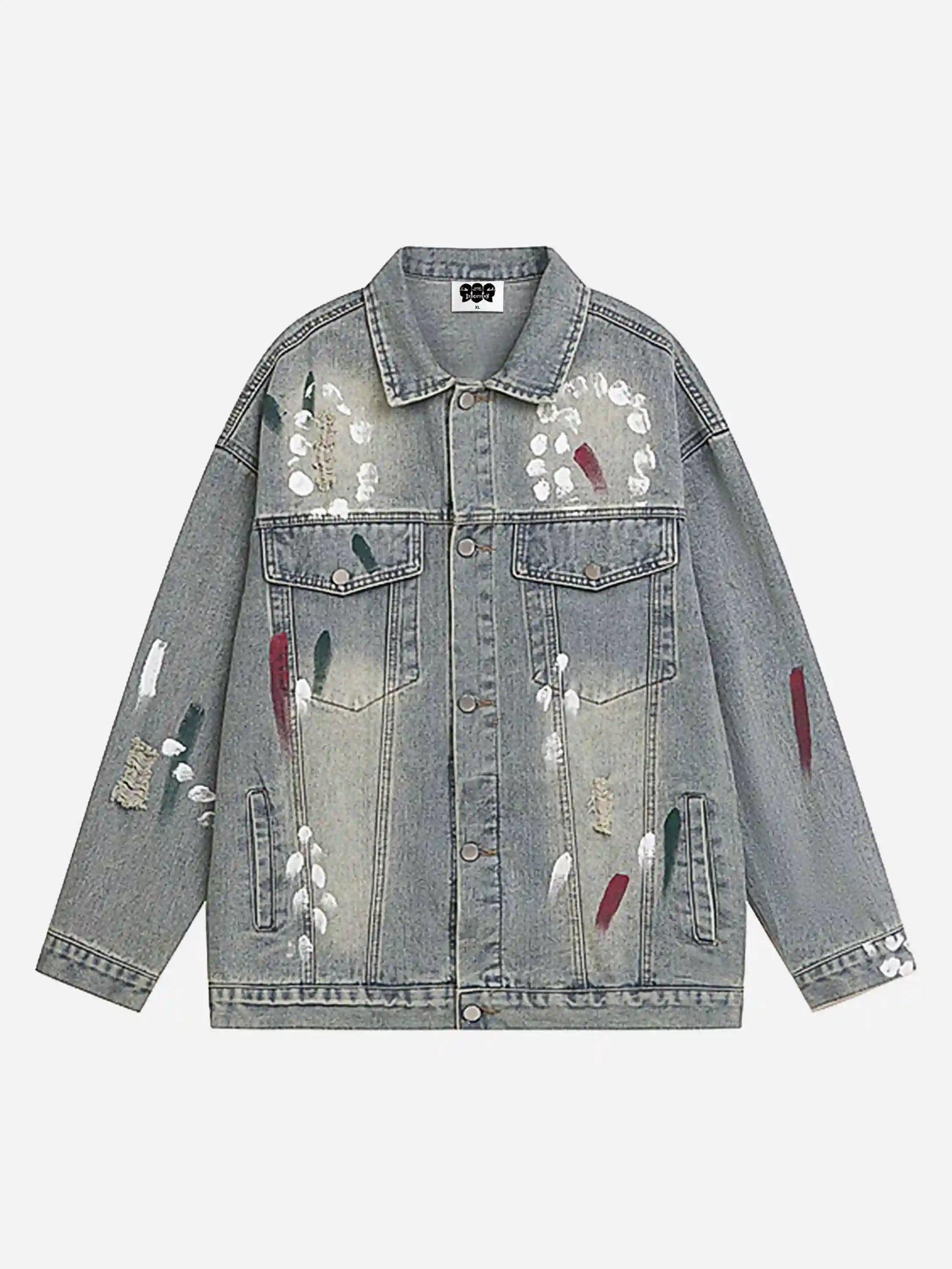 Disguisen Ink-splattered Ripped Denim Jacket