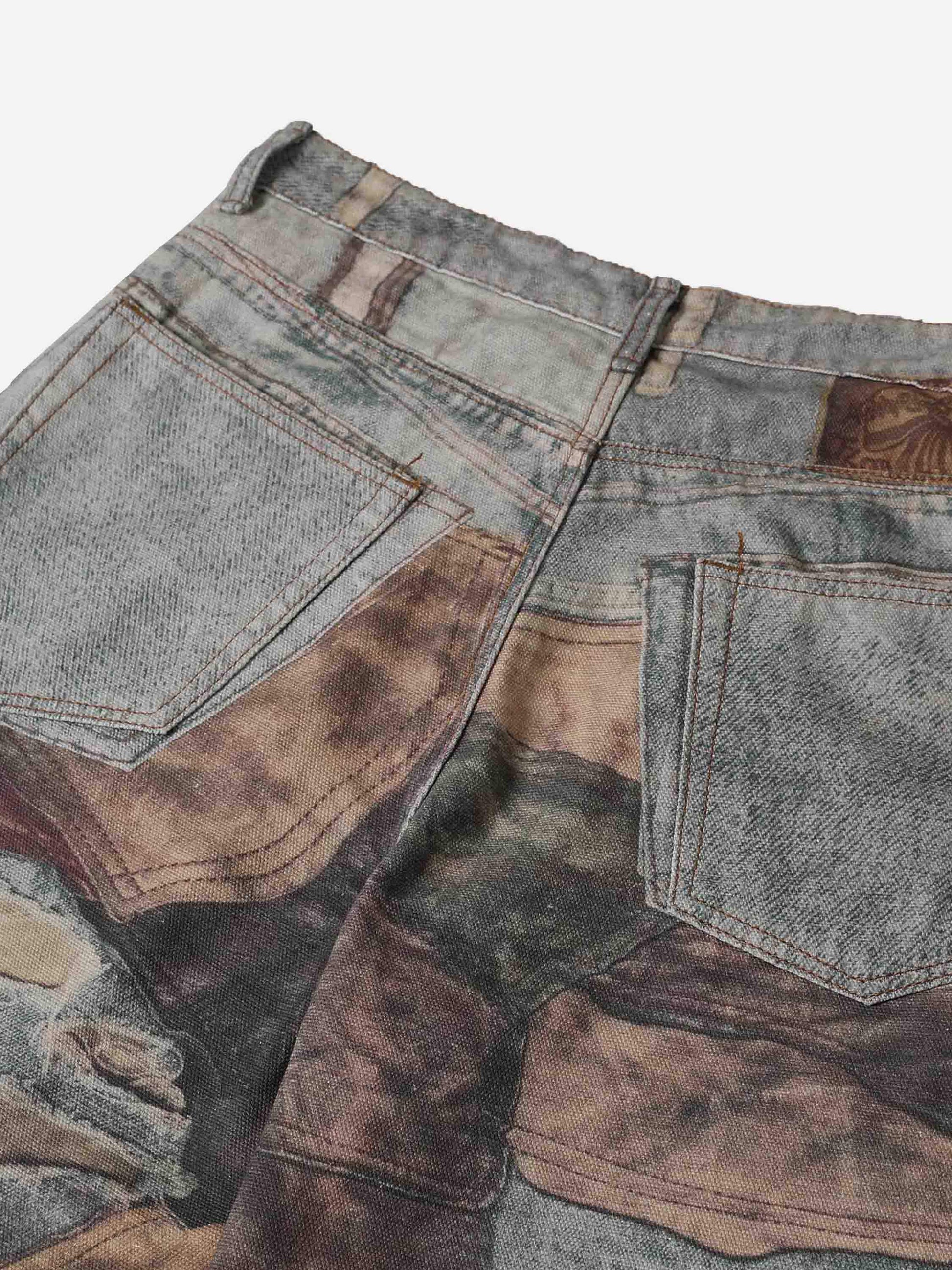 Disguisen High Street Distressed Washed Printed Jeans