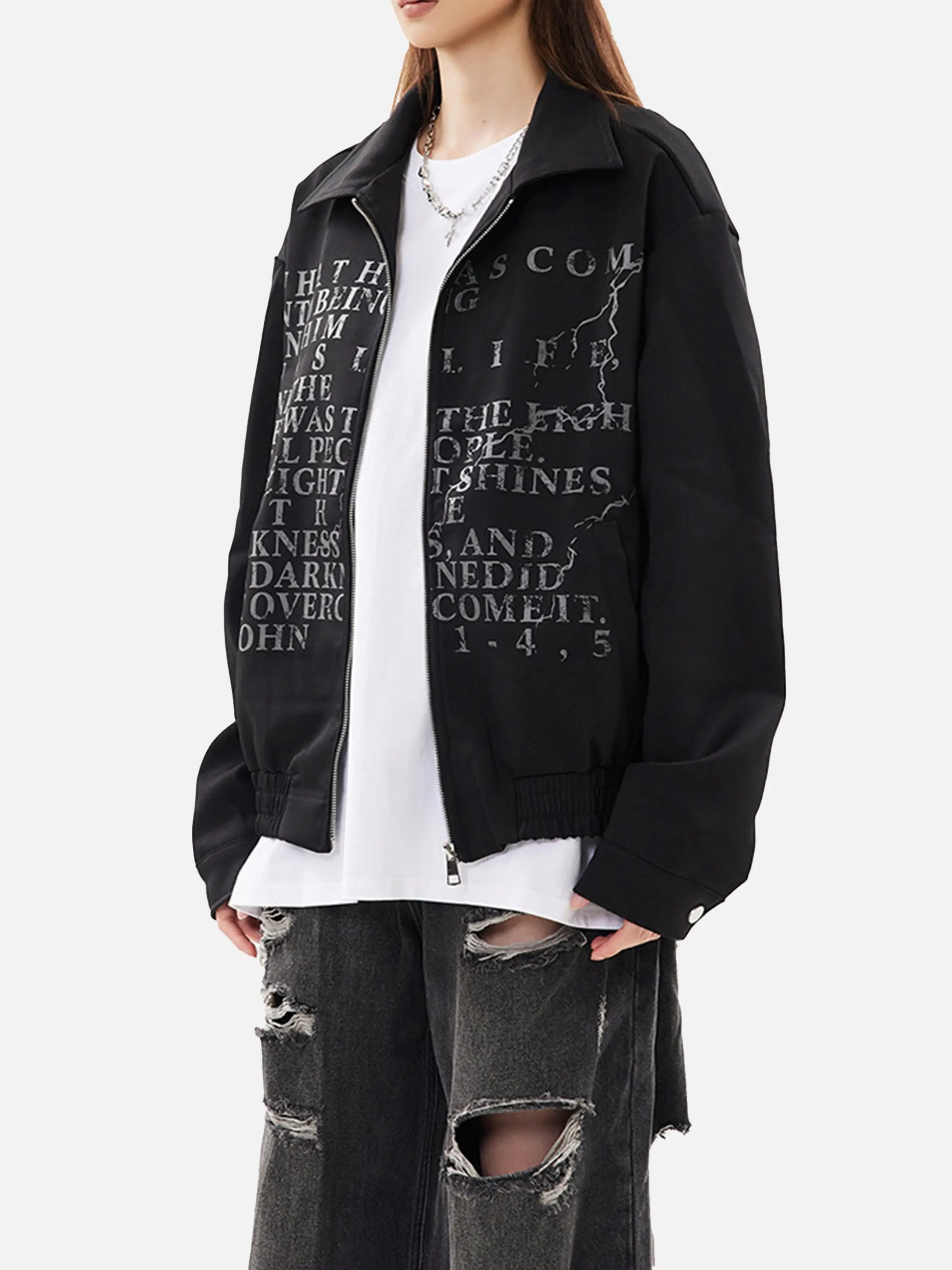 Disguisen American Retro Distressed Letter Print Jacket