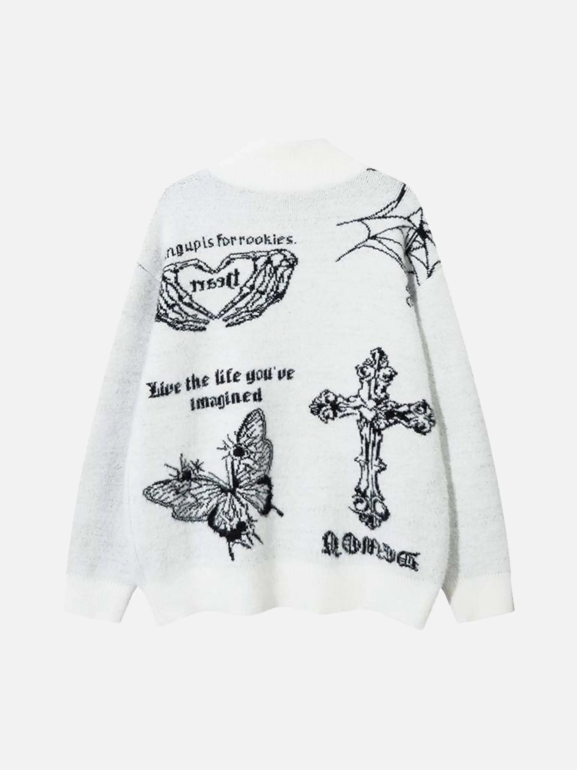 Cross Heart Butterfly Jacquard Cardigan