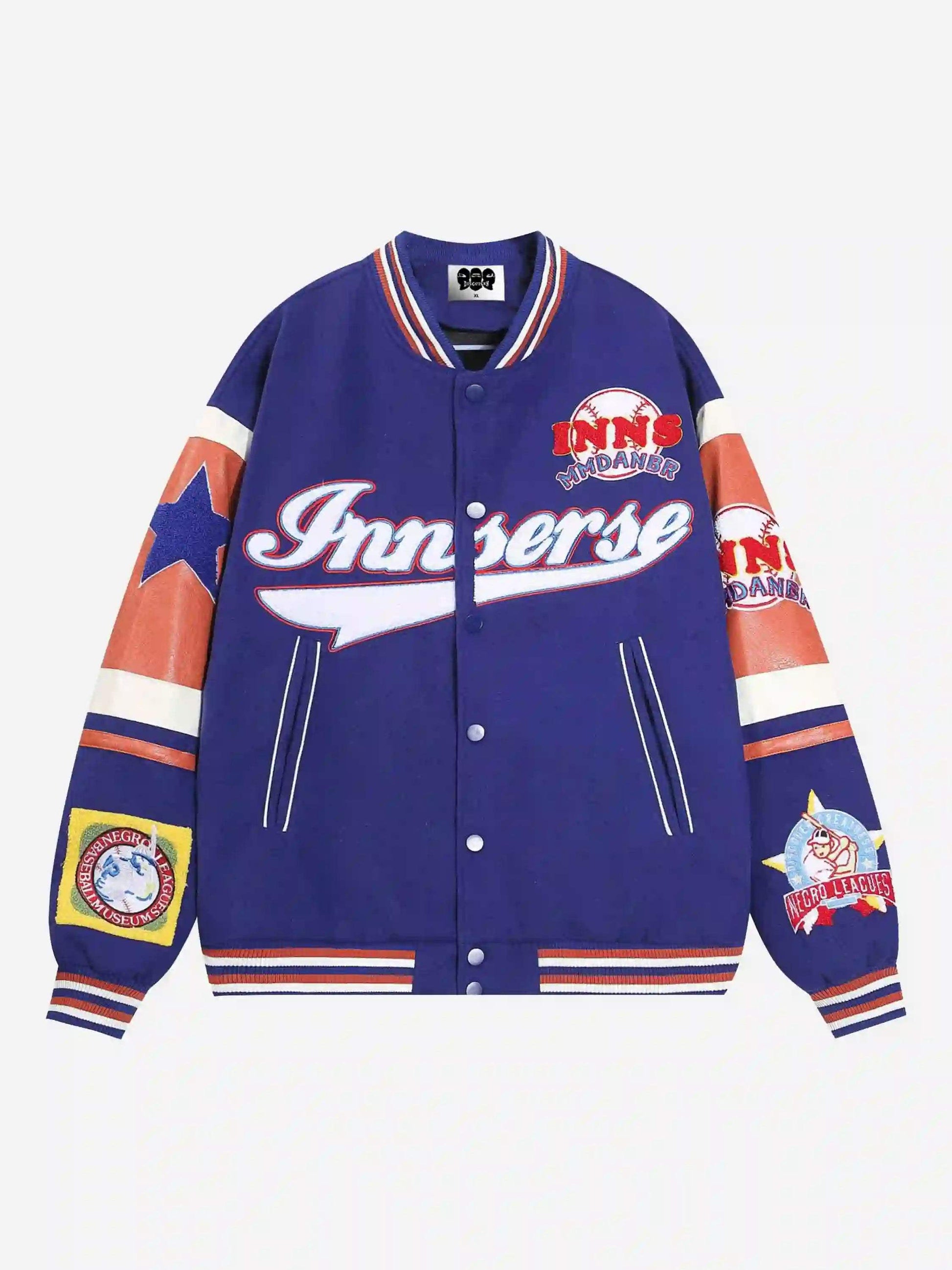 Disguisen Street Patchwork Embroidered Baseball Jacket