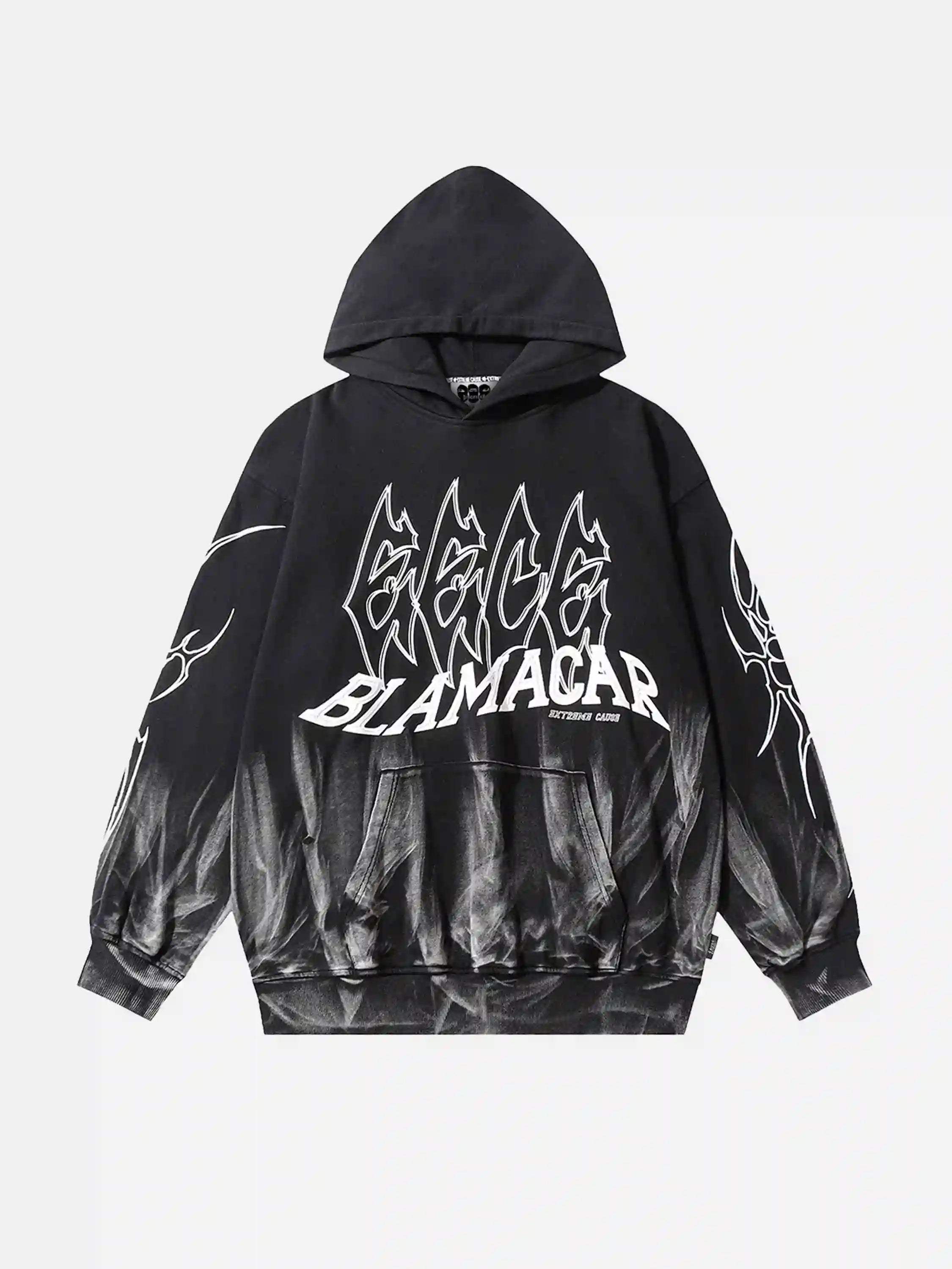Disguisen American Style Dark Letter Graffiti Hoodie