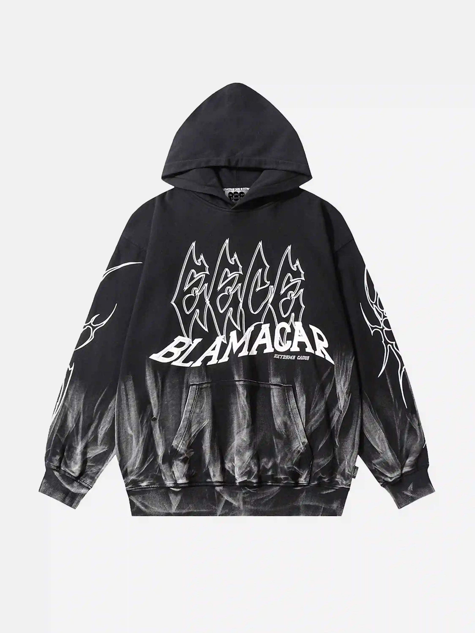 Disguisen American Style Dark Letter Graffiti Hoodie