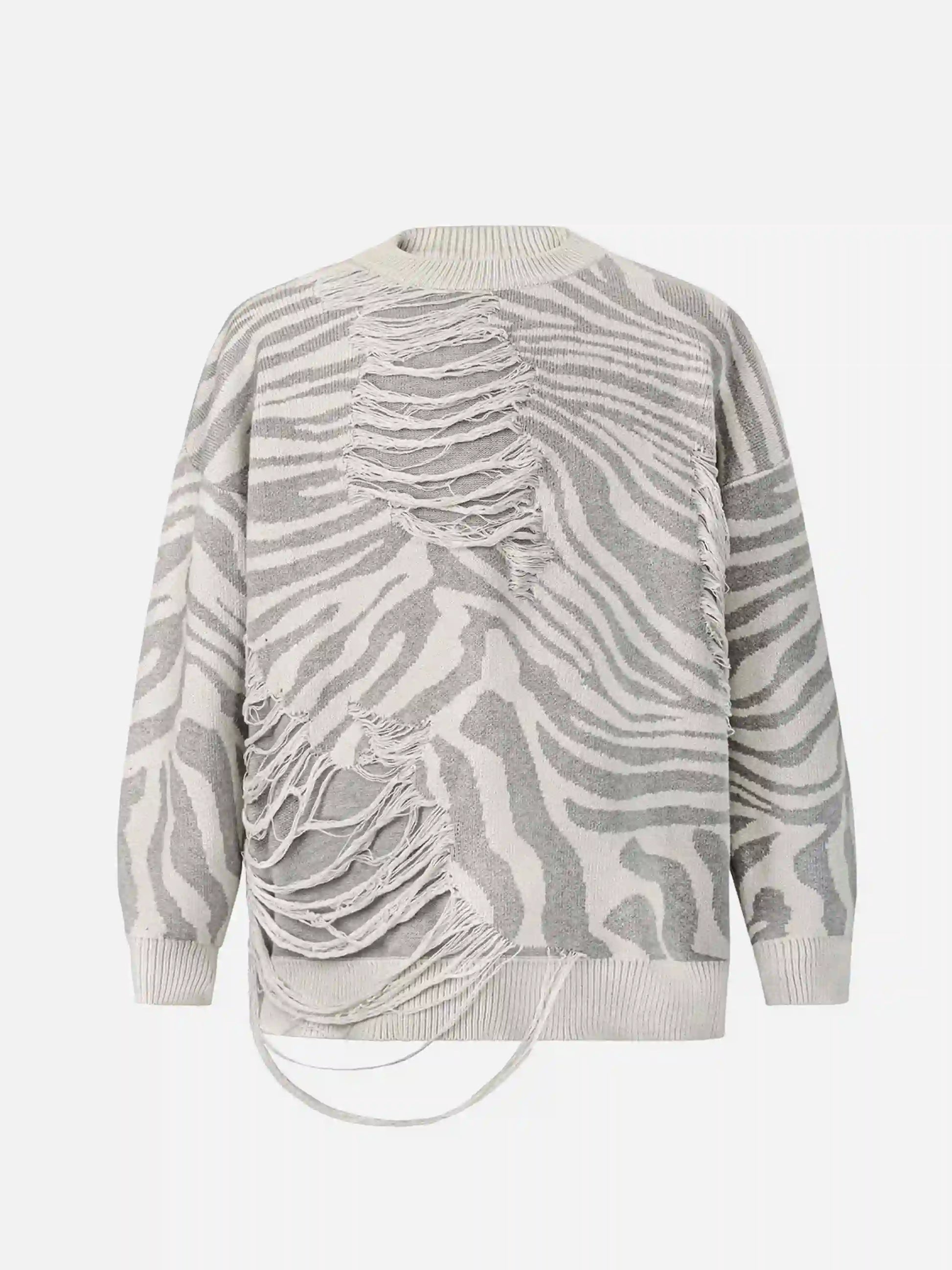 Disguisen Ripped Zebra Pattern Sweater