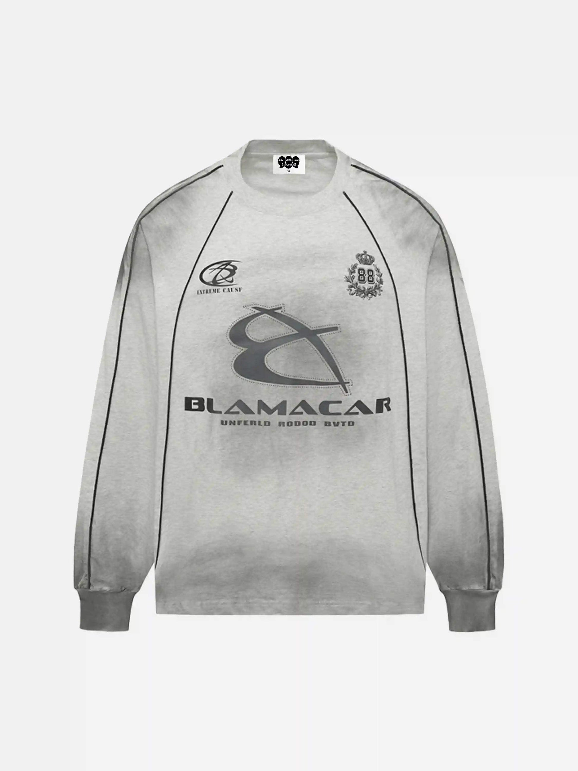 Disguisen Retro Lines Dirty Hip-Hop Long-Sleeved T-Shirt