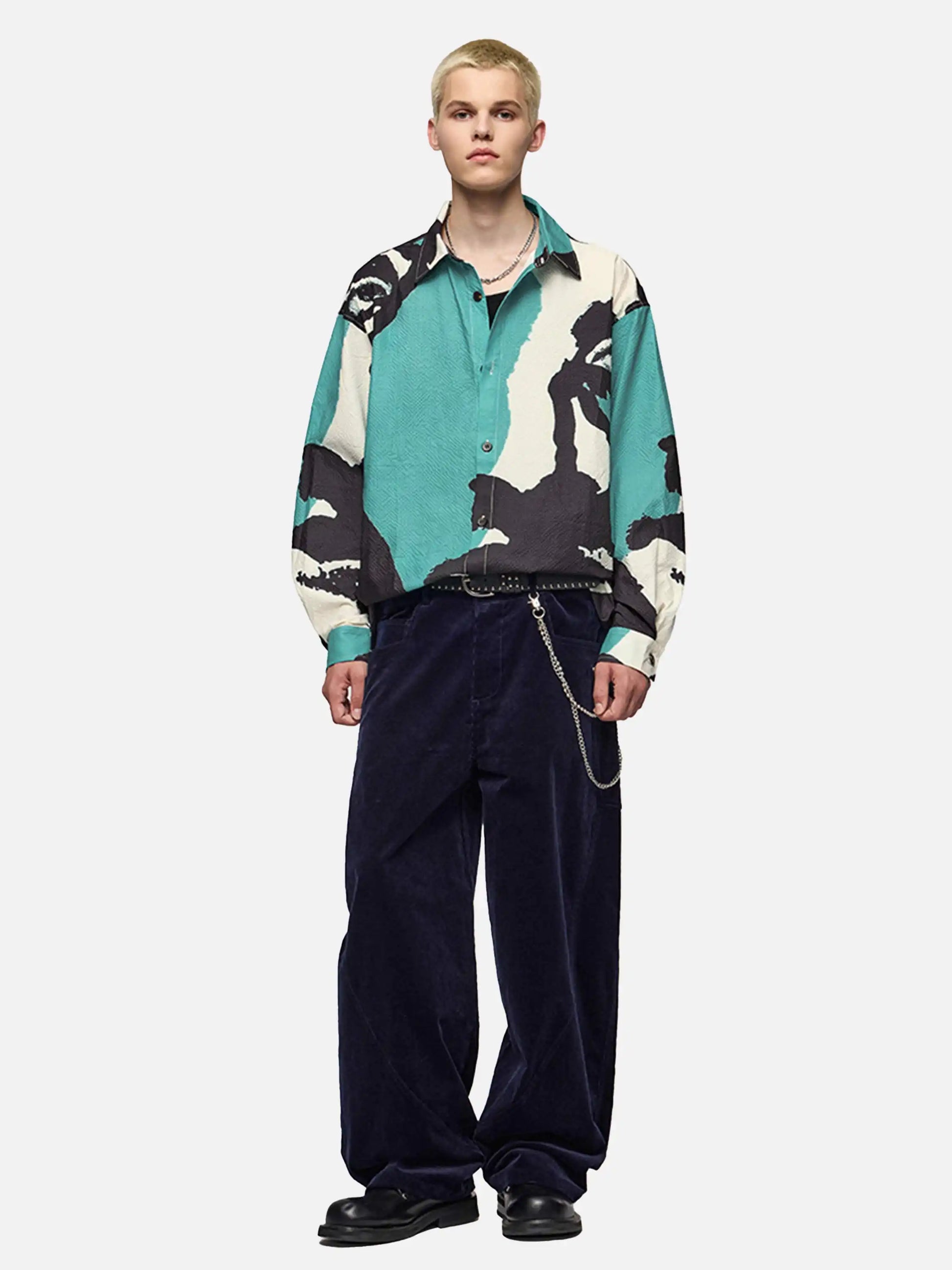 Disguisen American Graffiti Abstract Portrait Seersucker Shirt