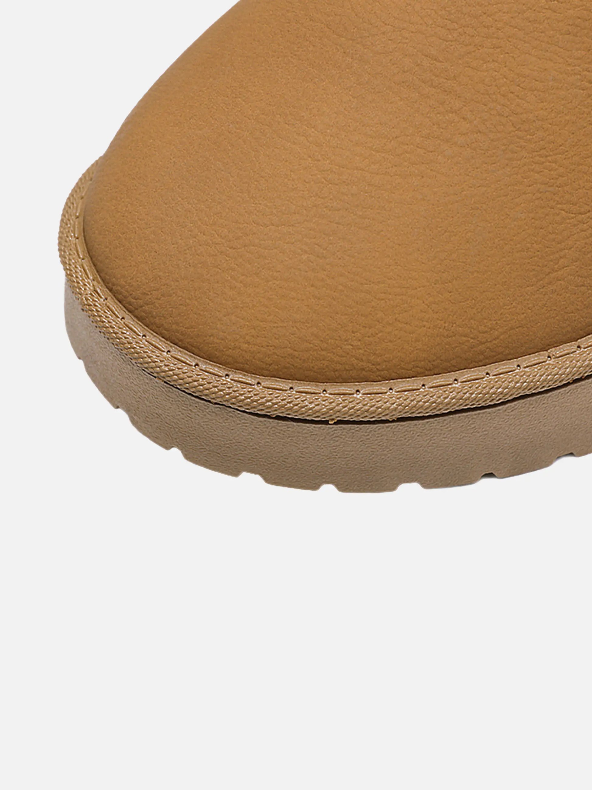 Solid Color Low-top Furry Chunky Boots