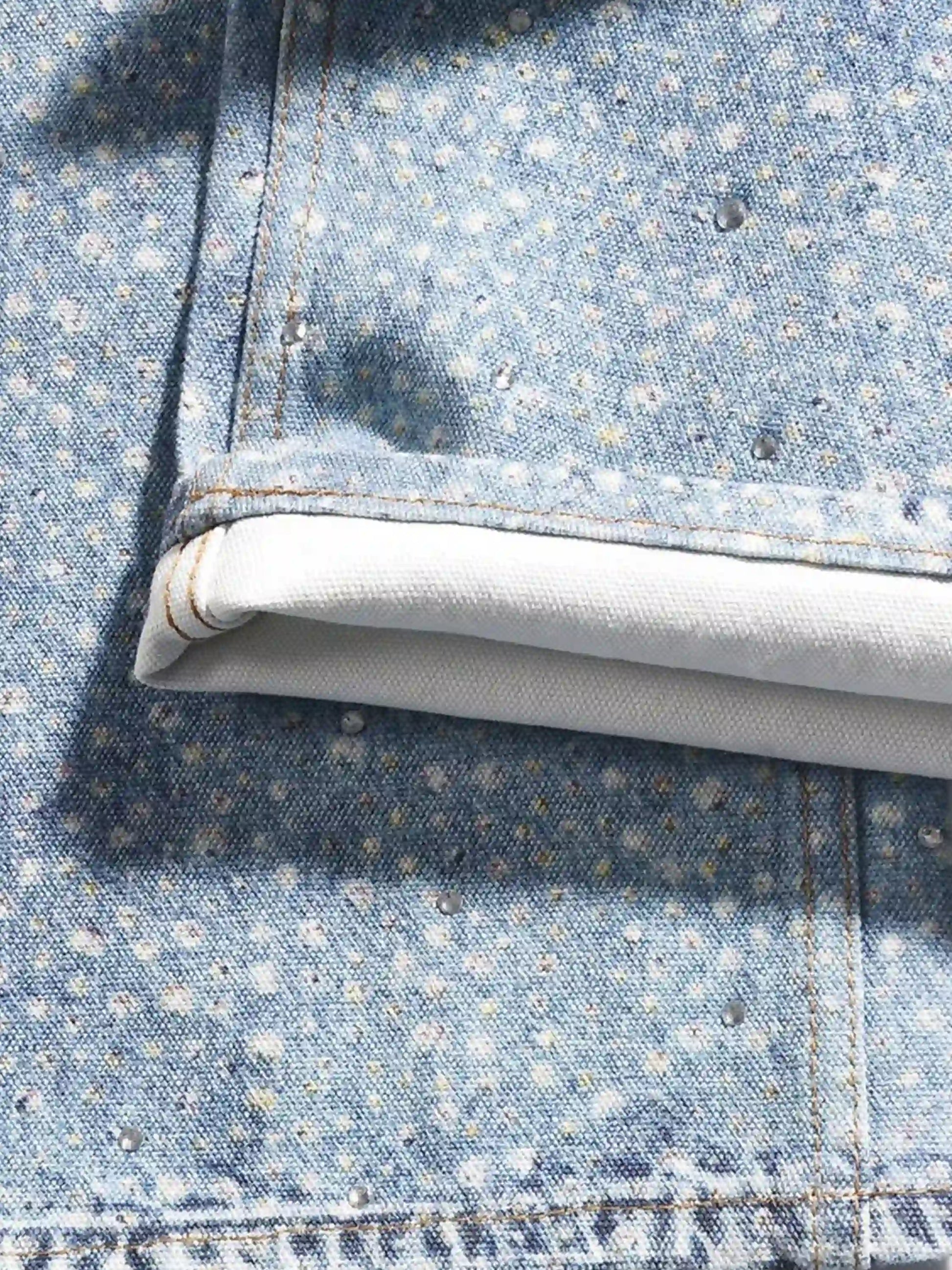 Washed Diamond Print Jeans
