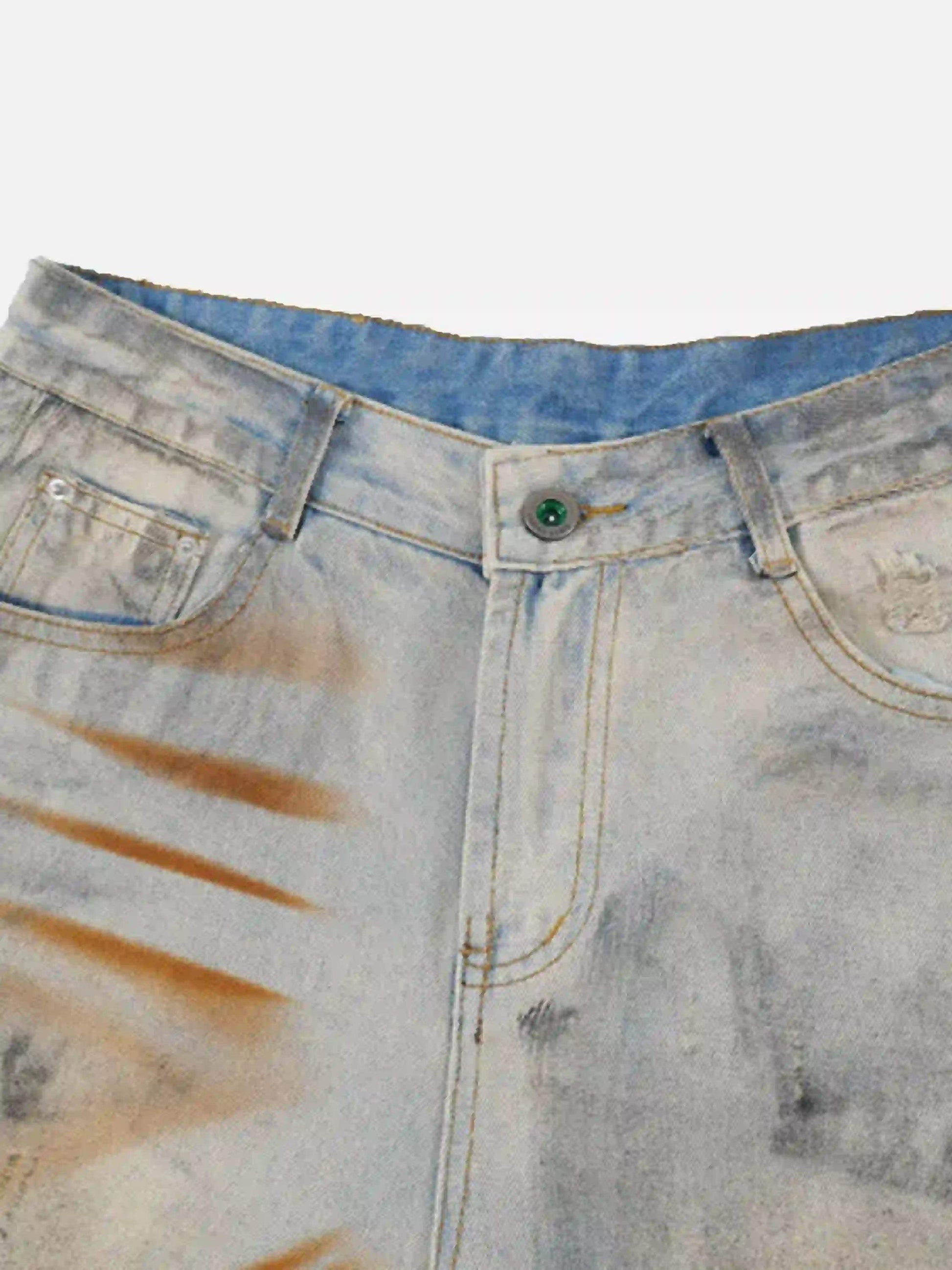 Disguisen High Street Yellow Mud Dyed Denim Shorts