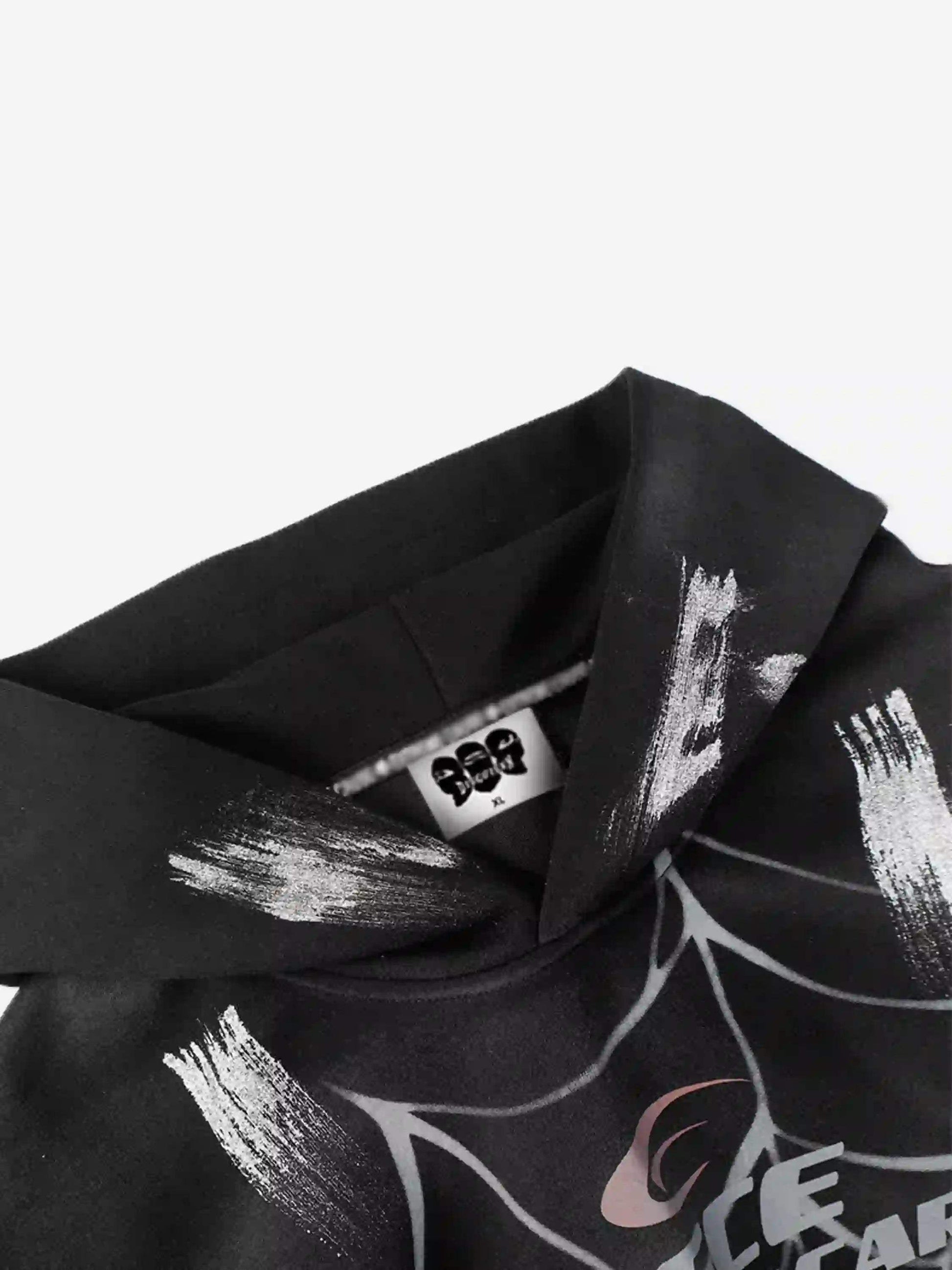 Disguisen High Street Hip Hop Spider Web Print Hoodie
