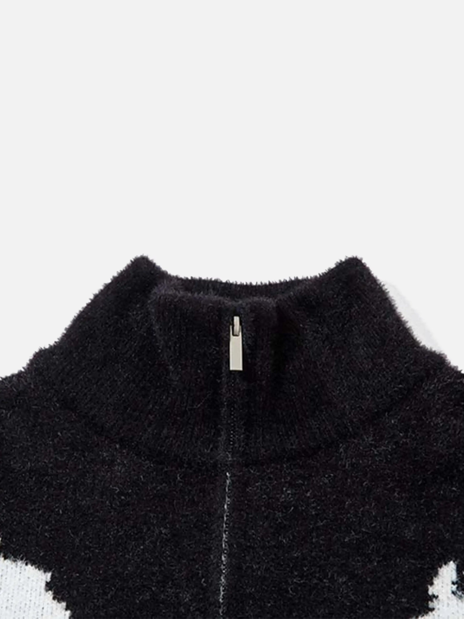 Hand-Painted Slogan Butterfly Jacquard Cardigan