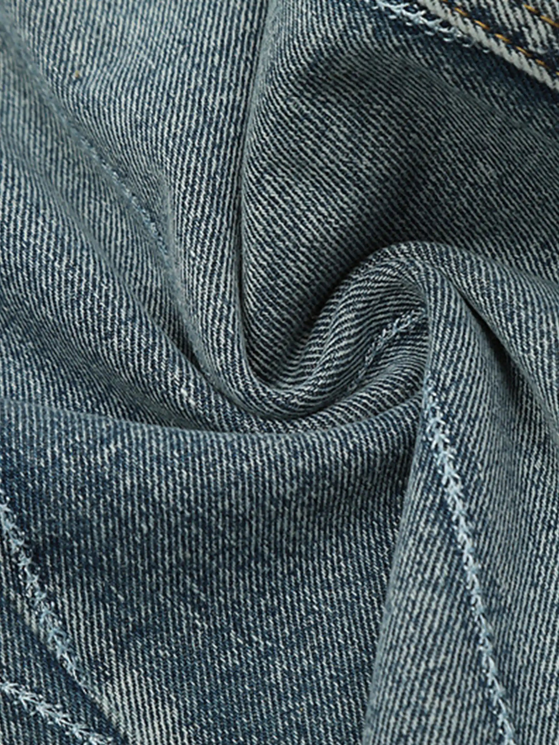 Spider Web Topstitched Loose Jeans