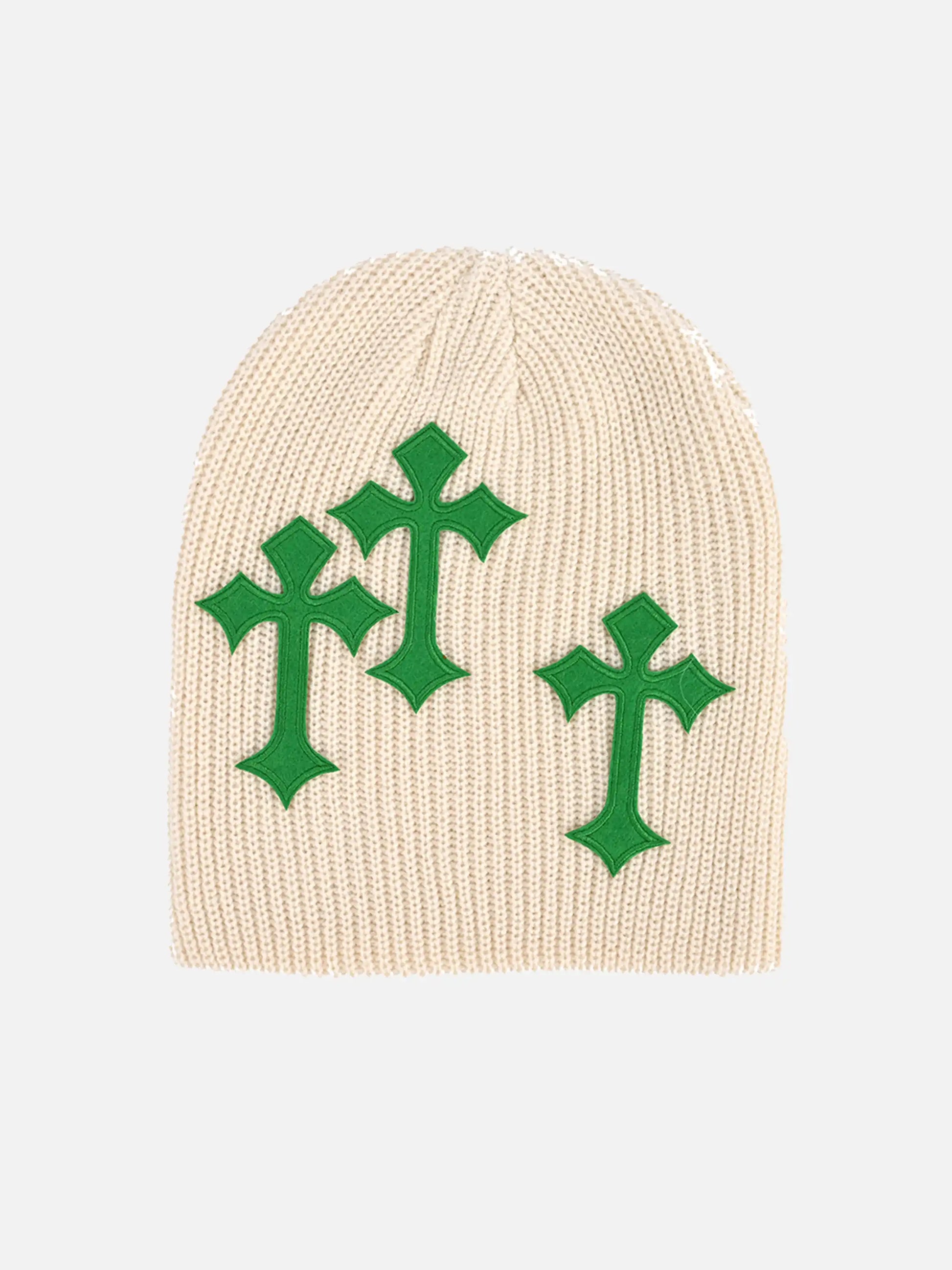 Cross Applique Knitted Hat