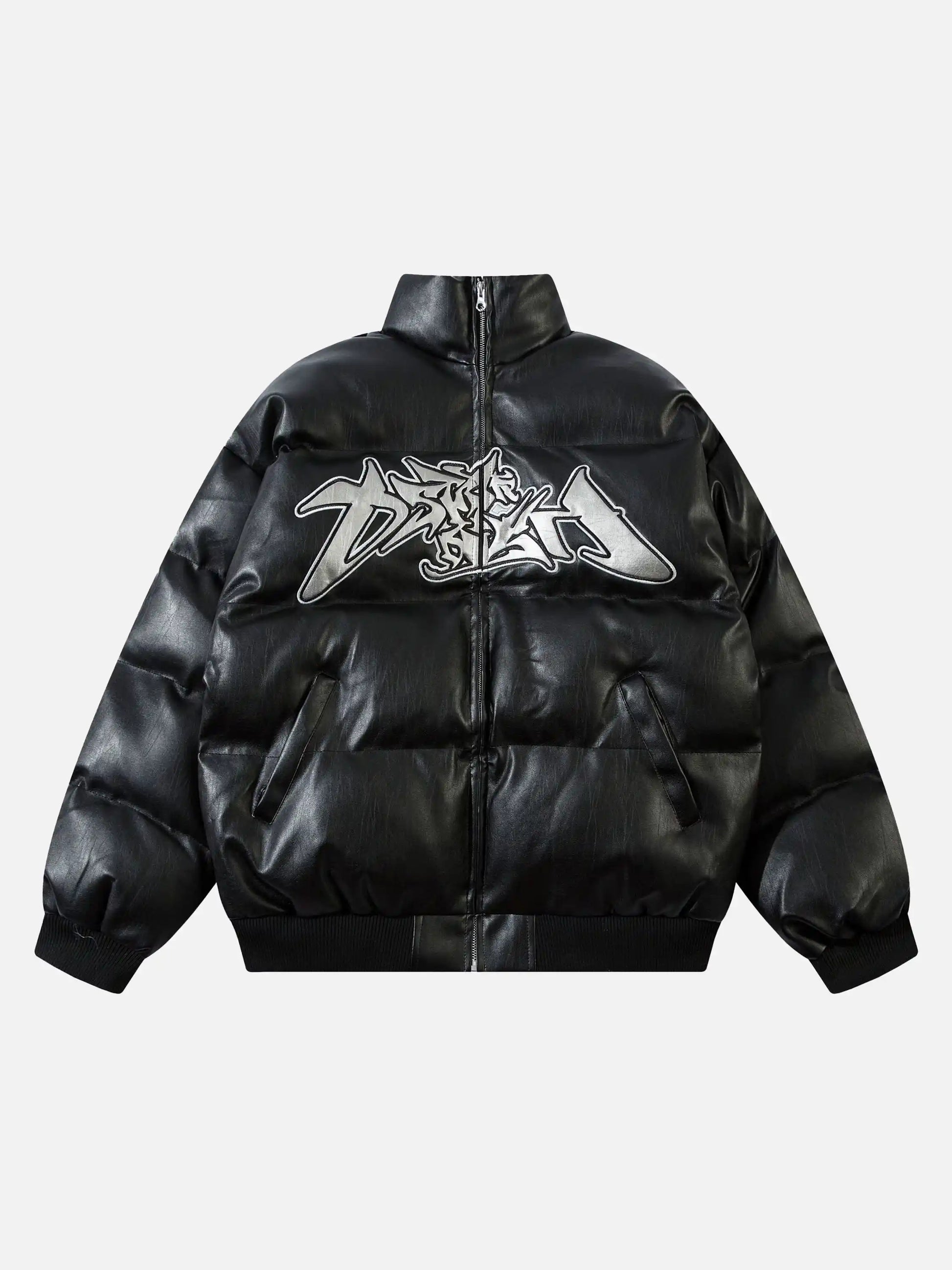 Disguisen American Punk Patchwork Pu Coat