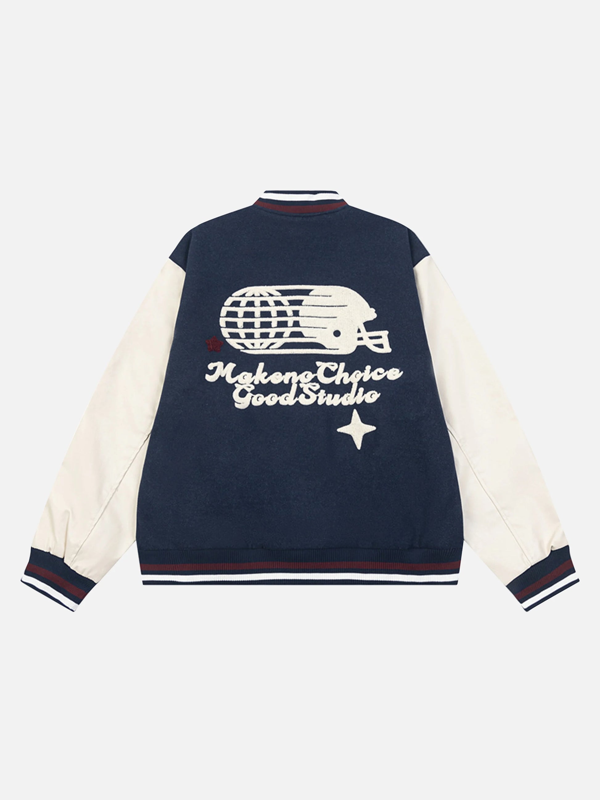 Vintage Embroidery PU Patchwork Baseball Jacket