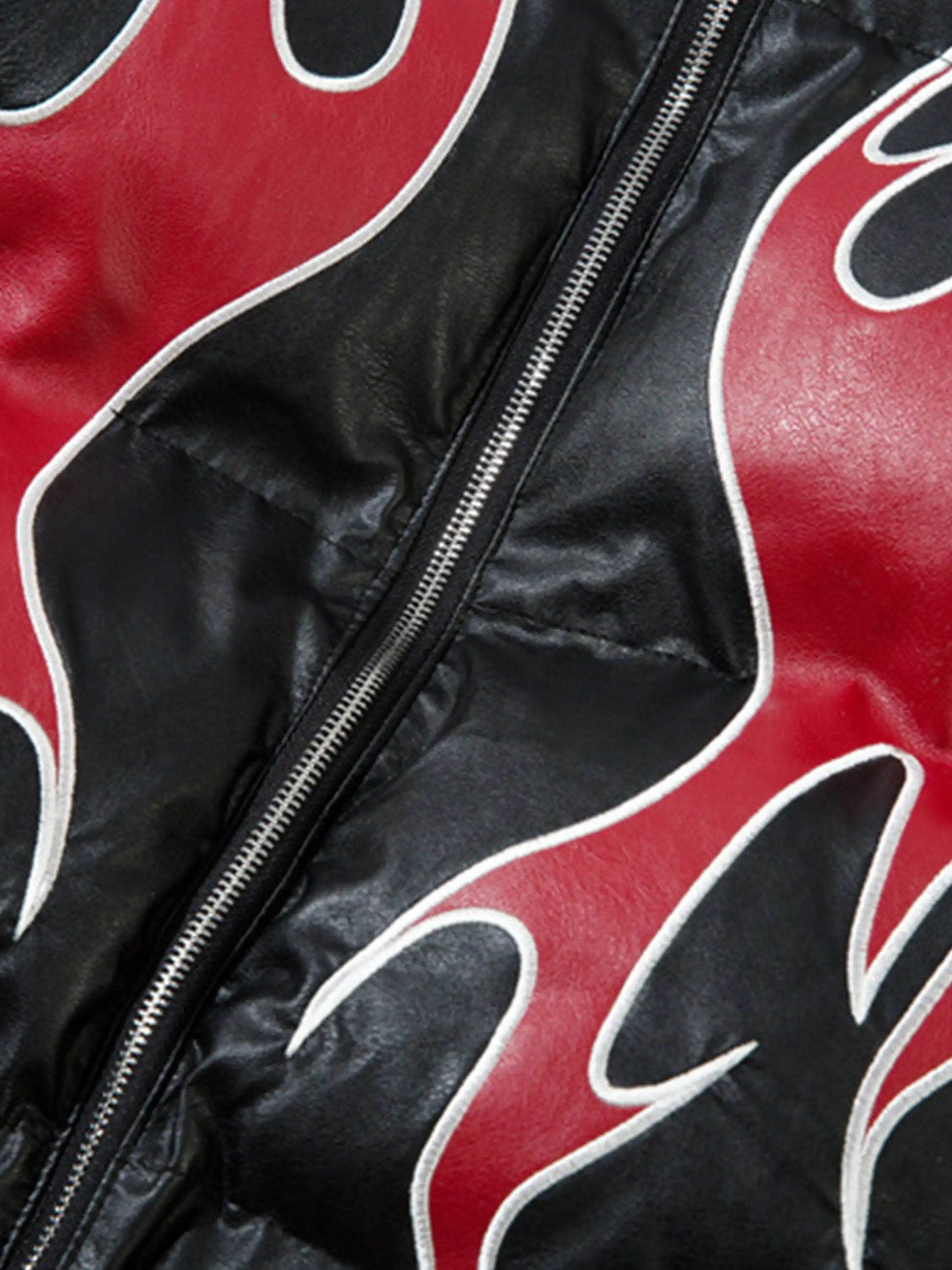 Flame PU Leather Zip-up Jacket