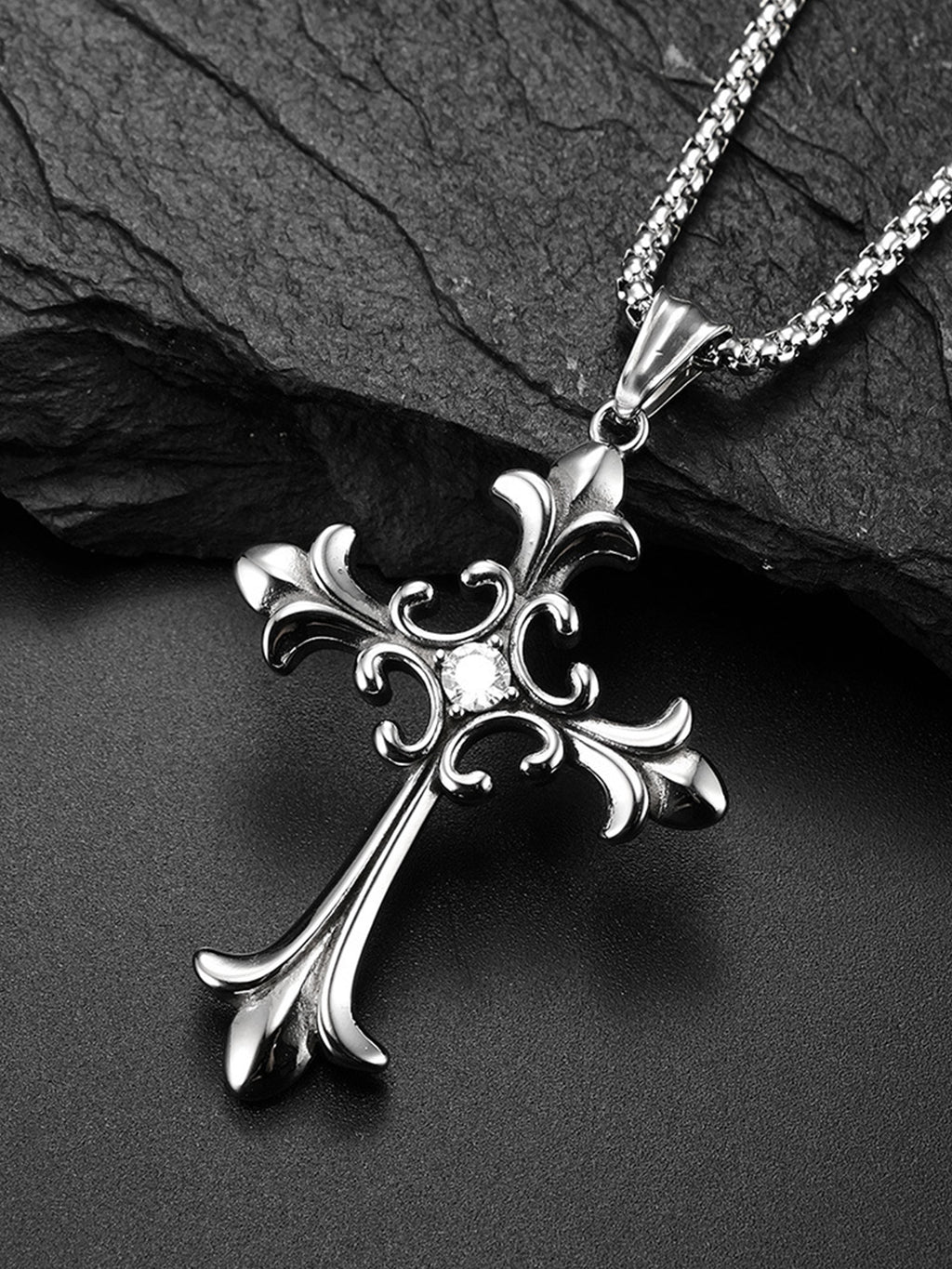 Vintage Cross Diamond Cross Necklace