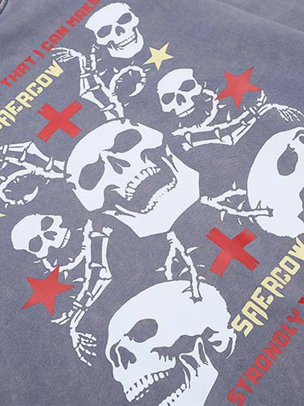Vintage Skull Cross Print Hoodie