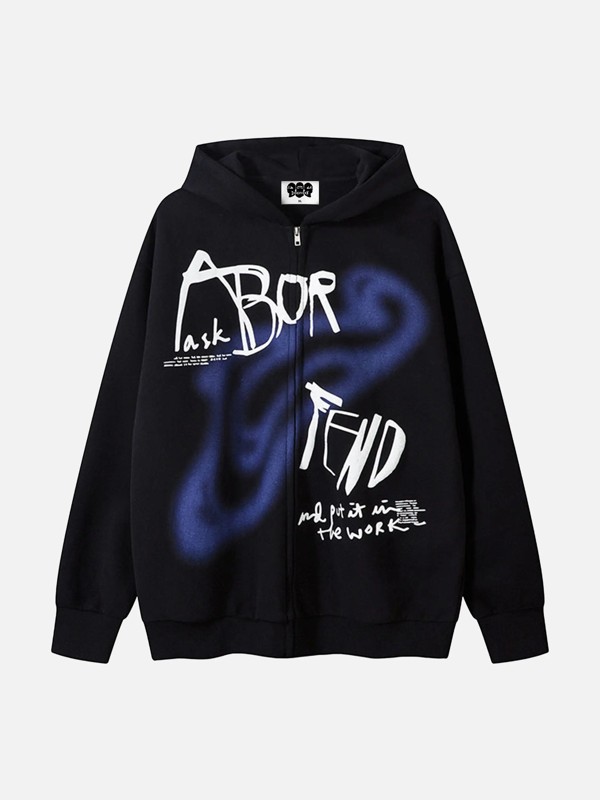 Disguisen Vintage Graffiti Print Zip-up Hoodie