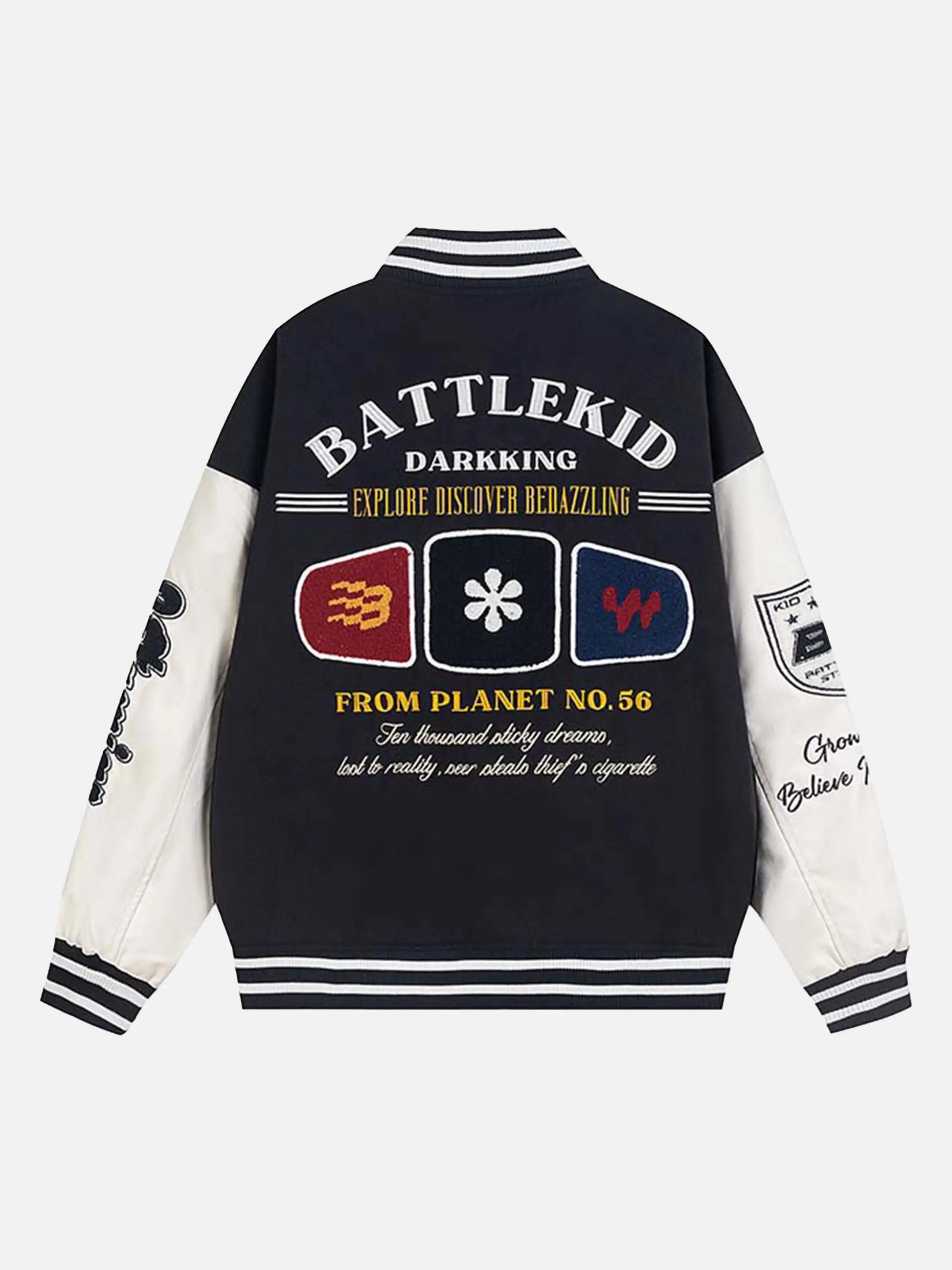 Vintage Contrast Color Towel Embroidered Baseball Jacket