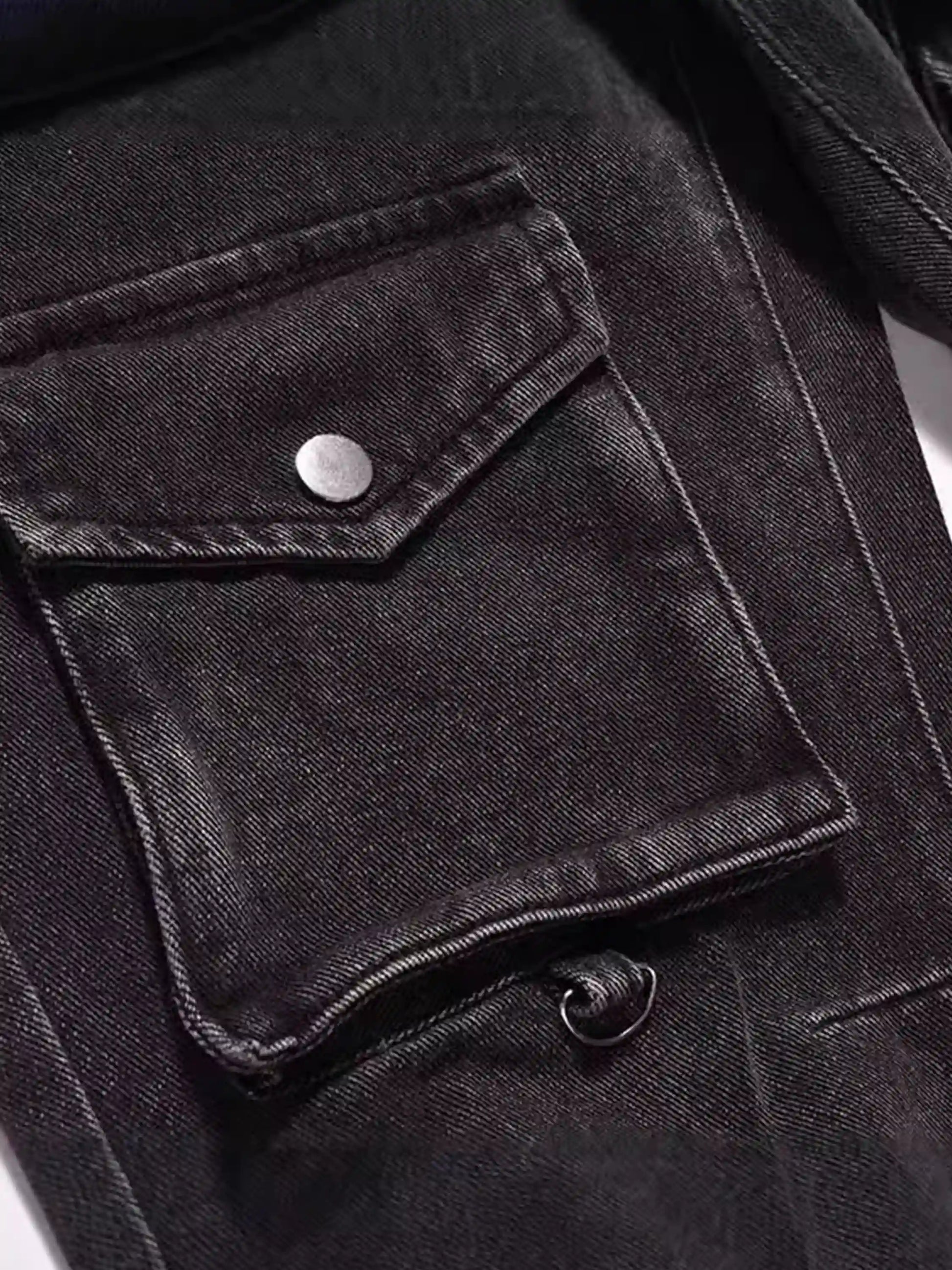 Vintage Punk Distressed Multi-pocket Jeans