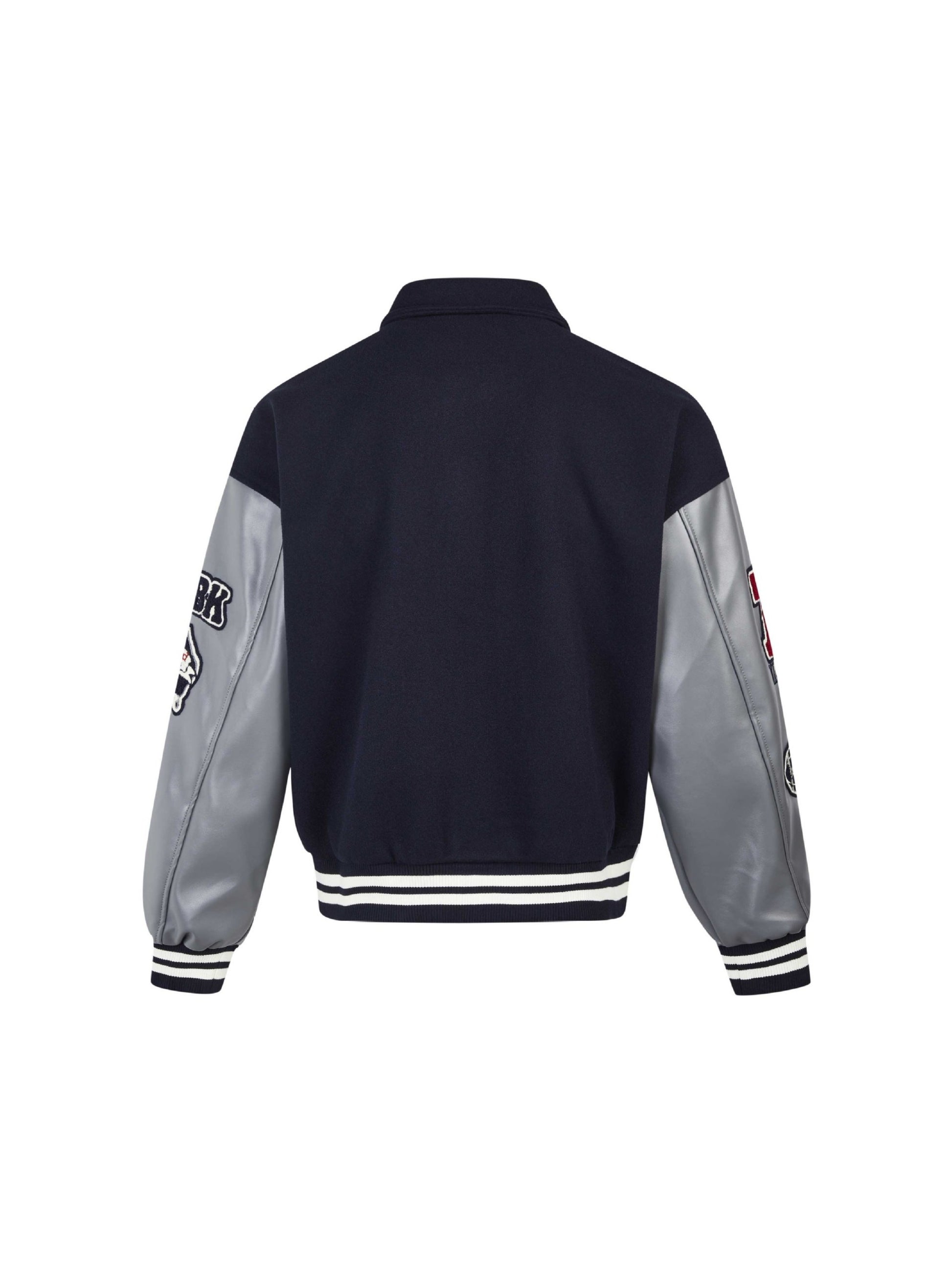 Letter Embroidery Assemble Collision Color Jacket