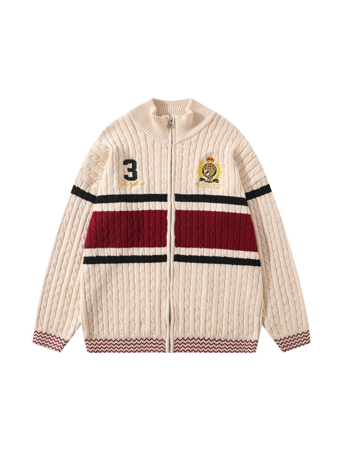 Vintage Embroidery Collision Color Leisure Sweater