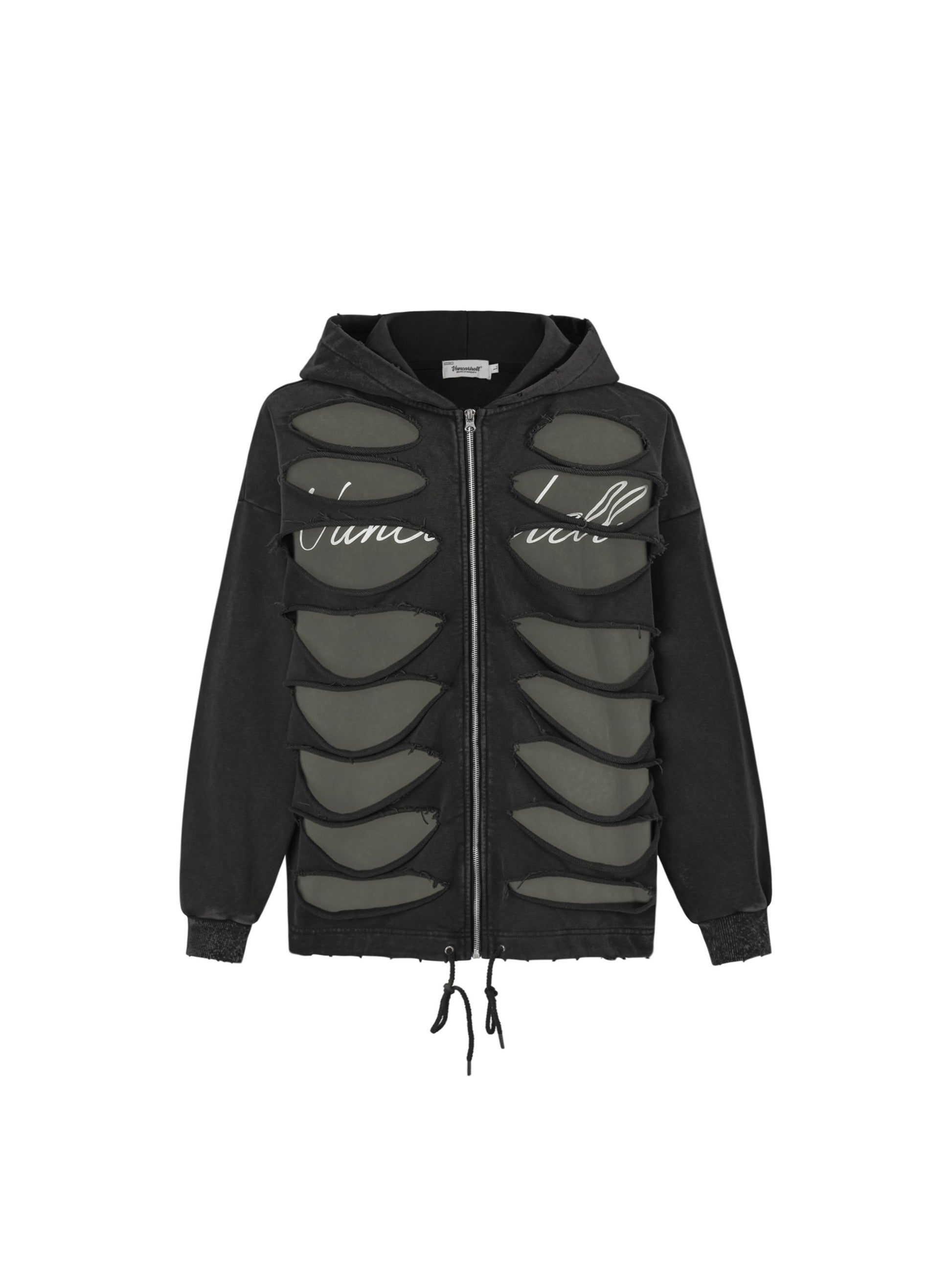 Hollow Hole Zipper Hoodie