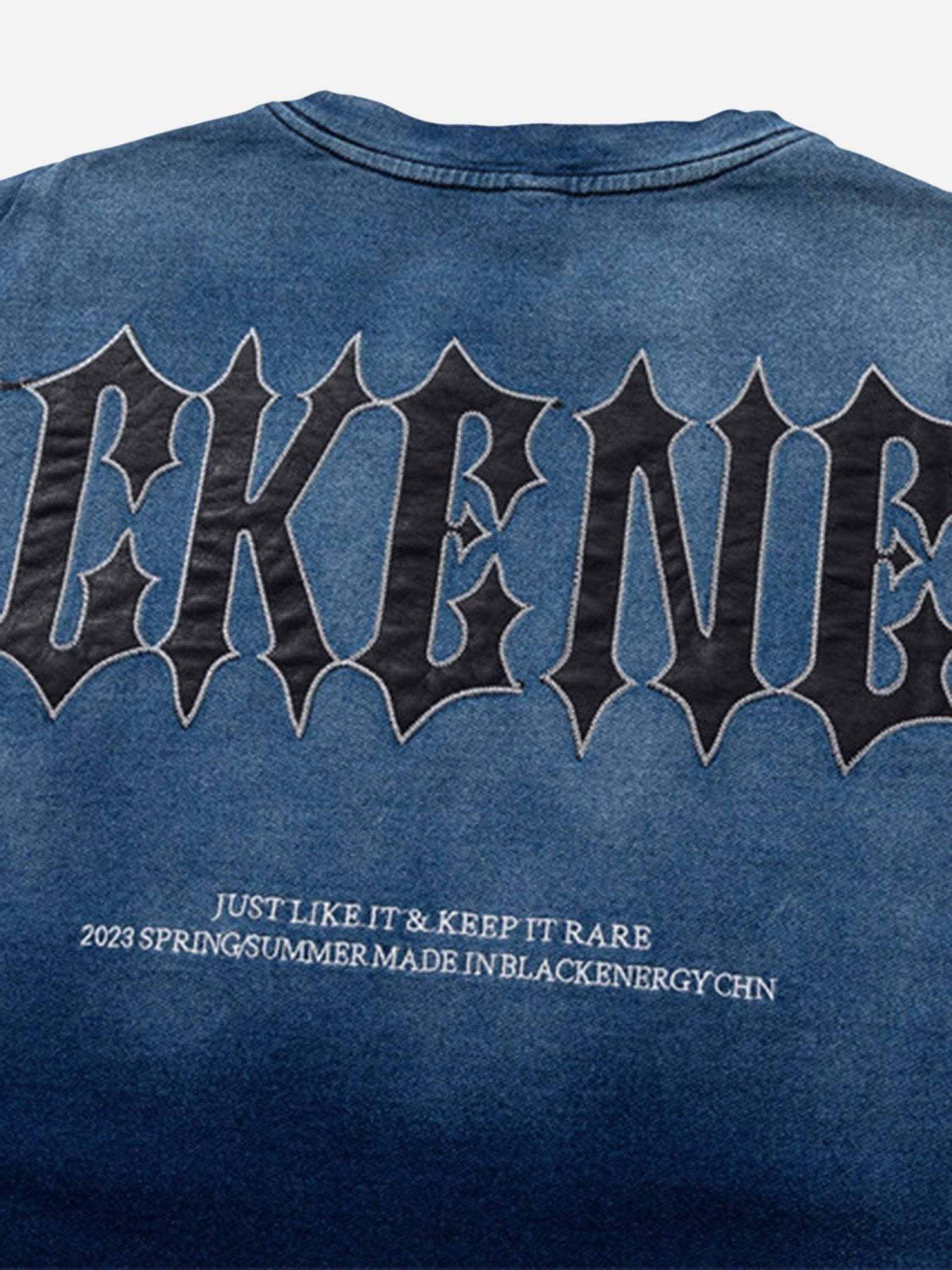 Disguisen Tie-dye Gradient Letter Embroidery T-shirt