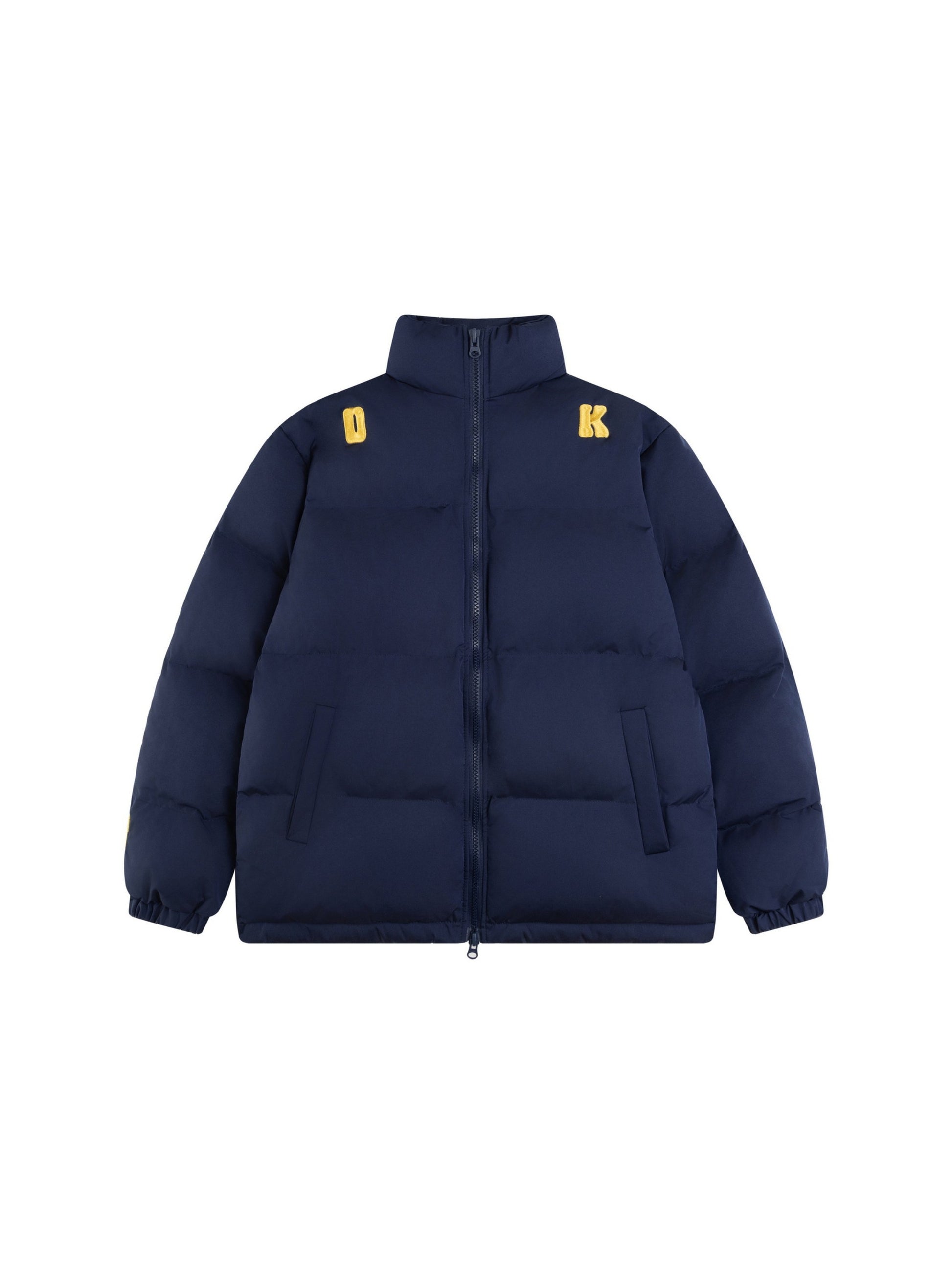 Lettering Embroidered Stand Collar Coat