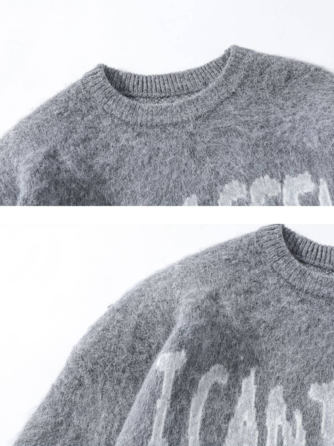 Vintage Print Letter Sweater