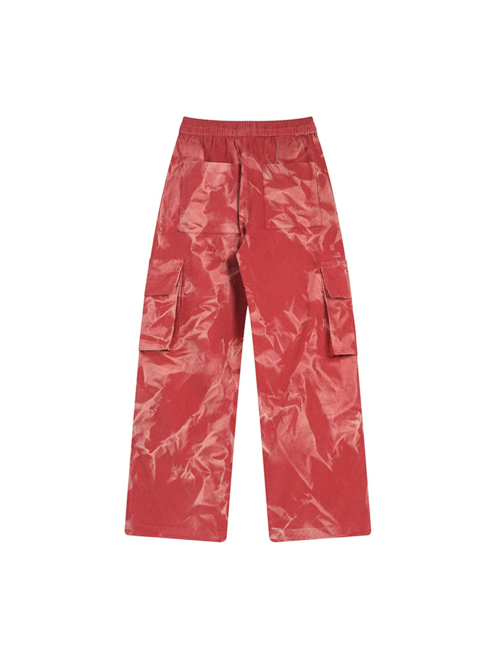 Tie-dye Pleated Corduroy Multi-pocket Pants