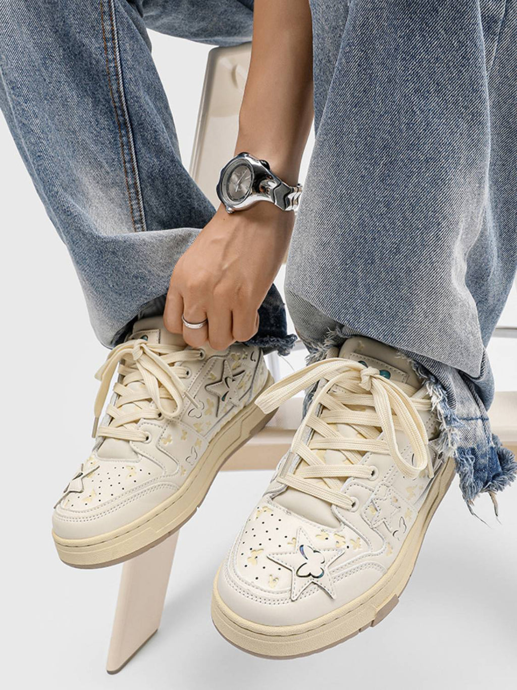 Star & Butterfly Patch Sneakers