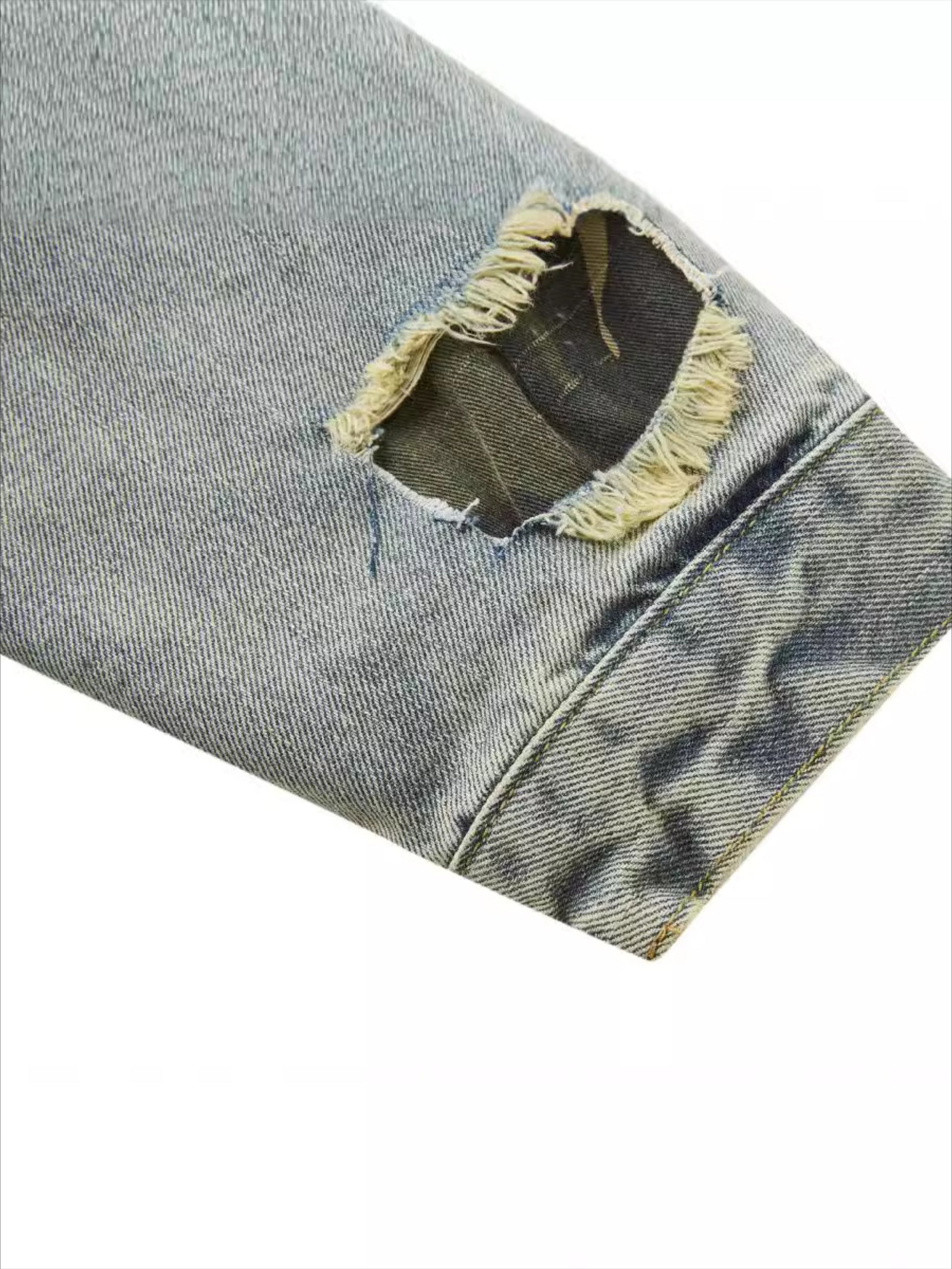Vintage Washed Worn Loose Ripped Denim Jacket