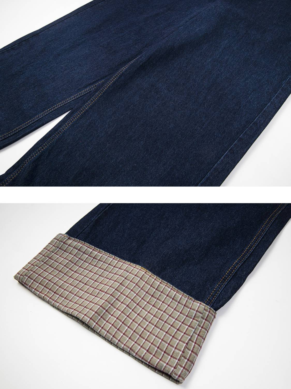 Plaid Panel Jeans