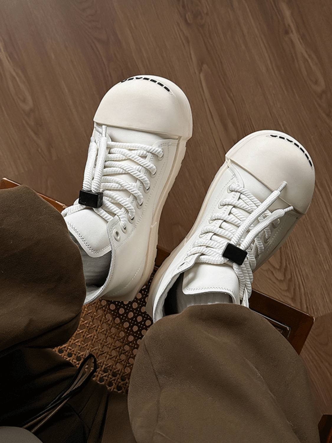 Big Toe Leather Patchwork High Top Shoes