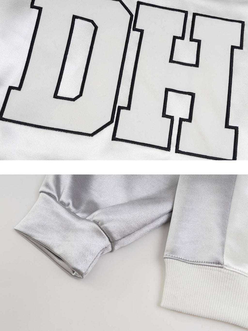 Vintage Collision Color Letter Embroidery Hoodie