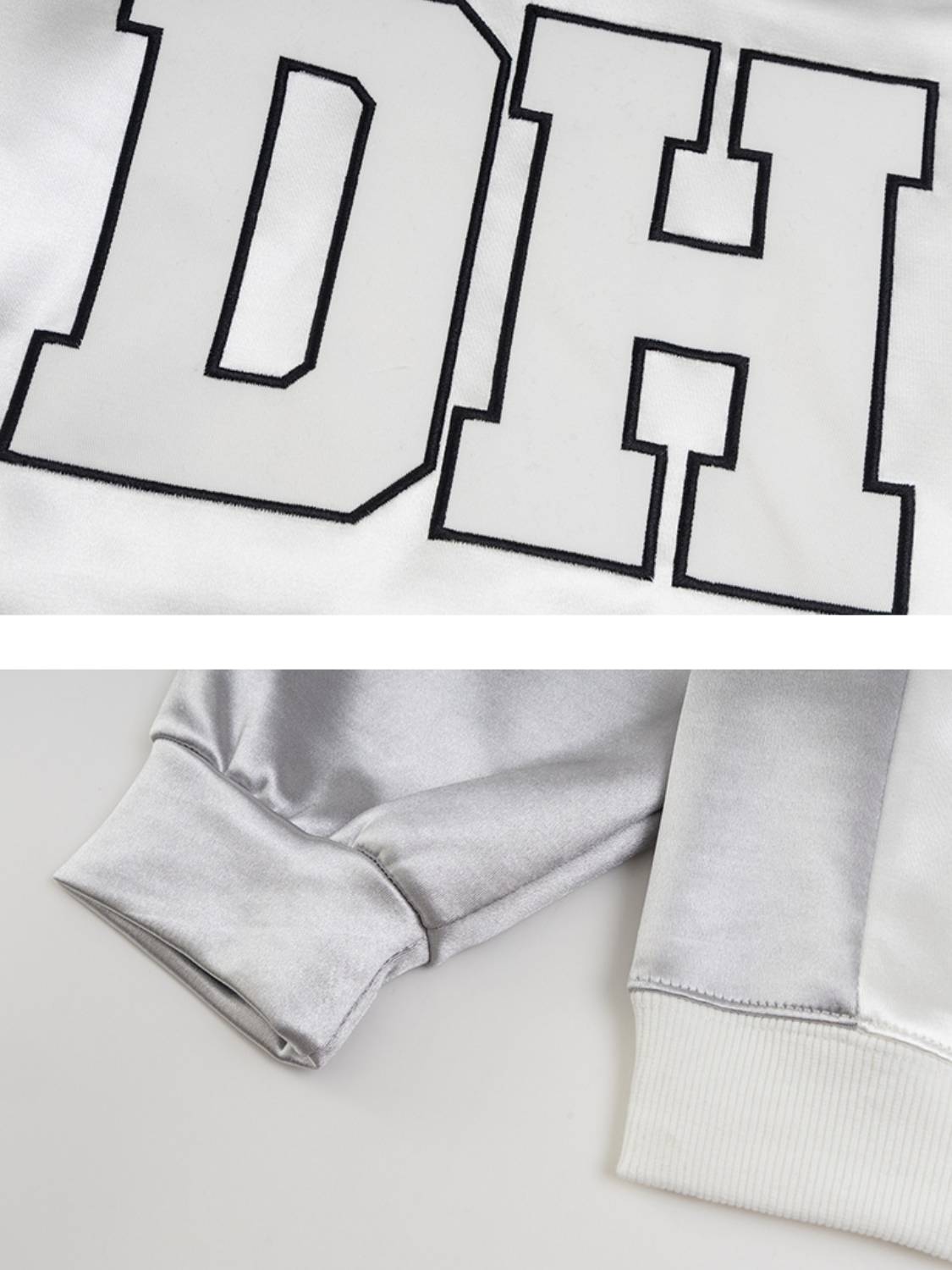 Vintage Collision Color Letter Embroidery Hoodie