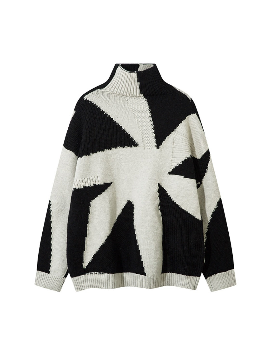 High Street High-neck Spiral Jacquard Sweater