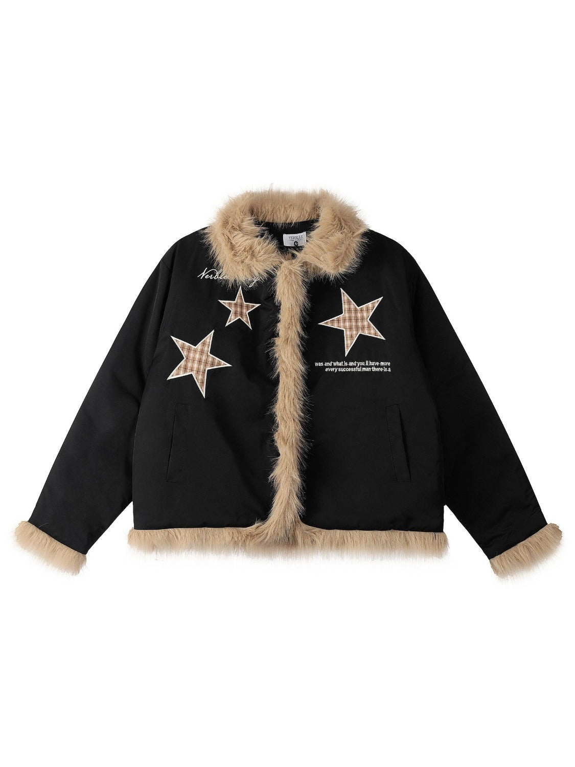 Vintage Unified Hair Embroidery Star Thickened Coat