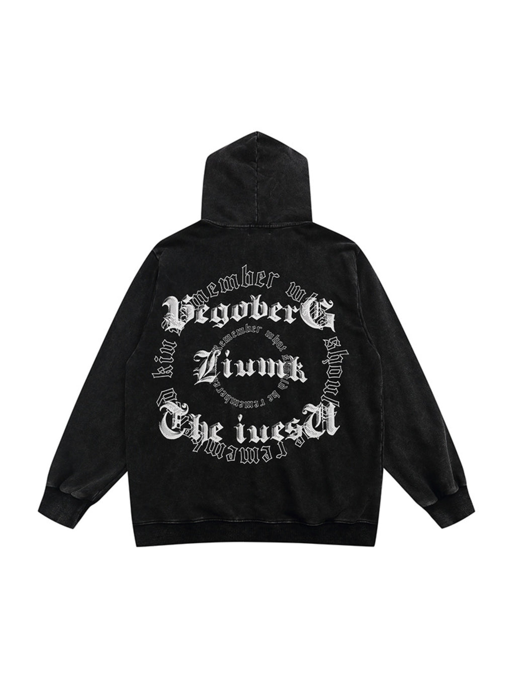 Vintage Letter Print Zipper Hoodie