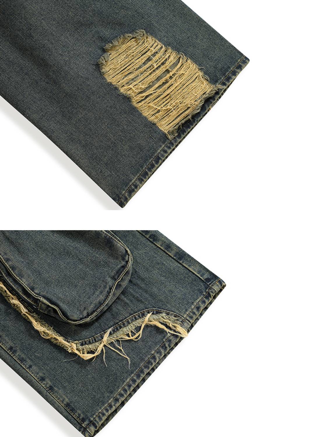 Washed Paneled Jeans