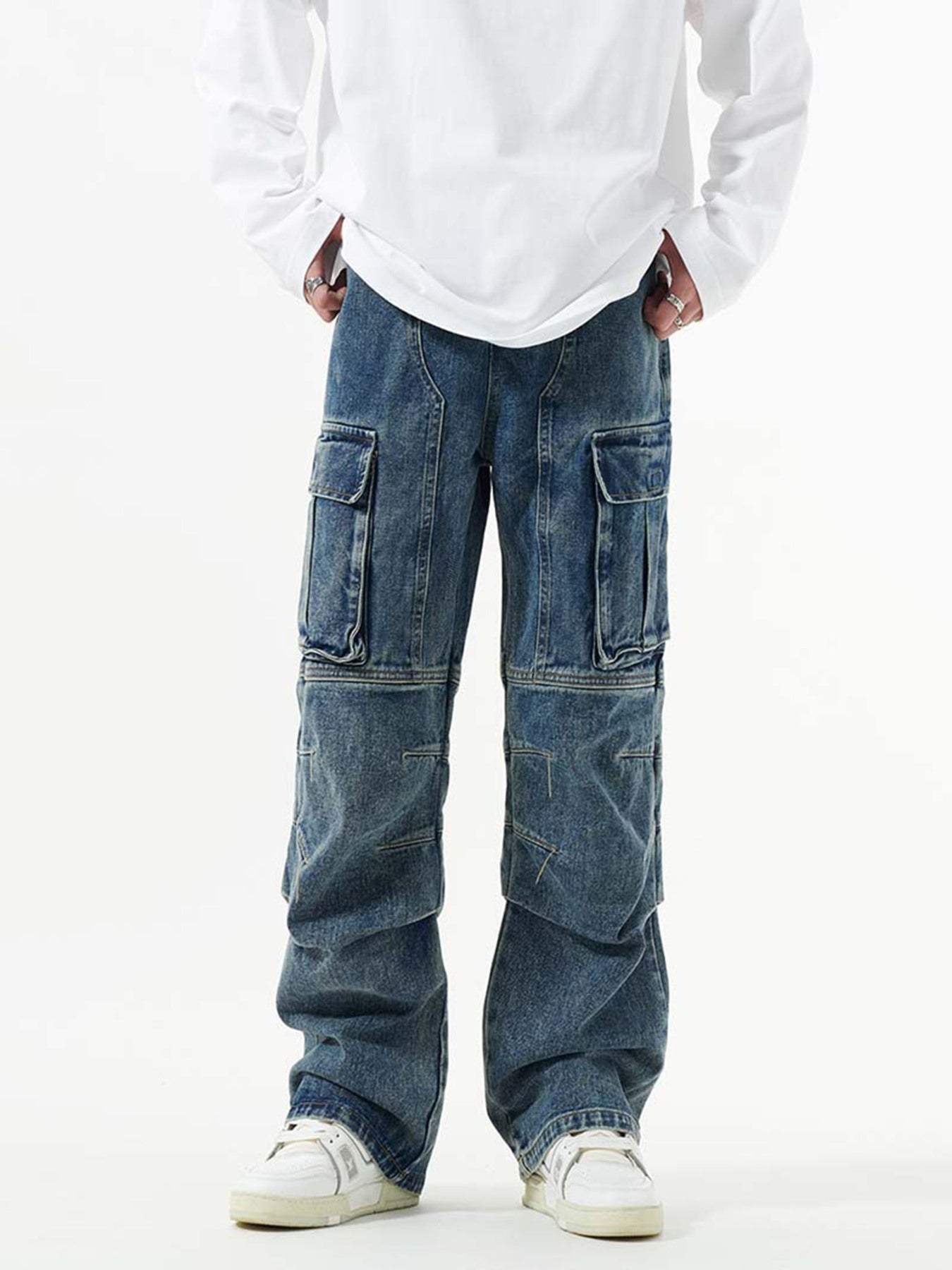 Disguisen Washed And Distressed Multi-pocket Jeans