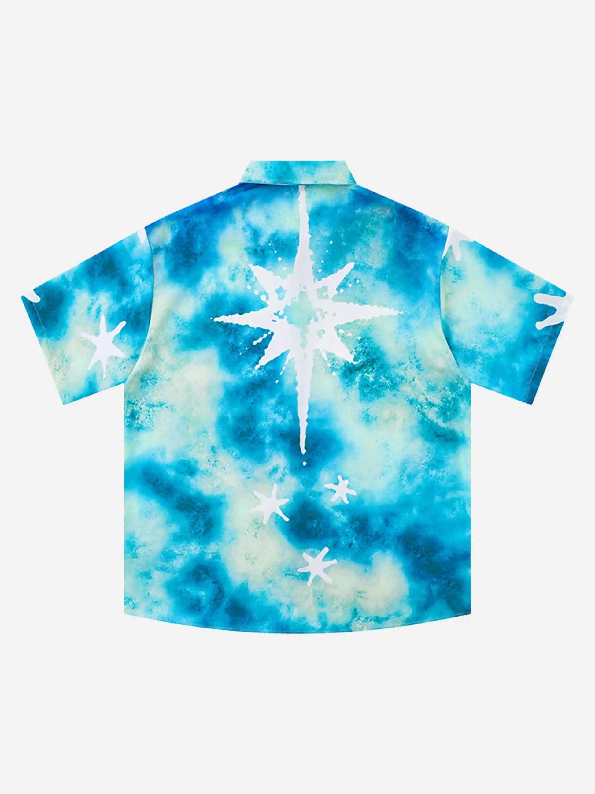 Disguisen Gradient Tie-Dye Short-Sleeved Hip-Hop Shirt