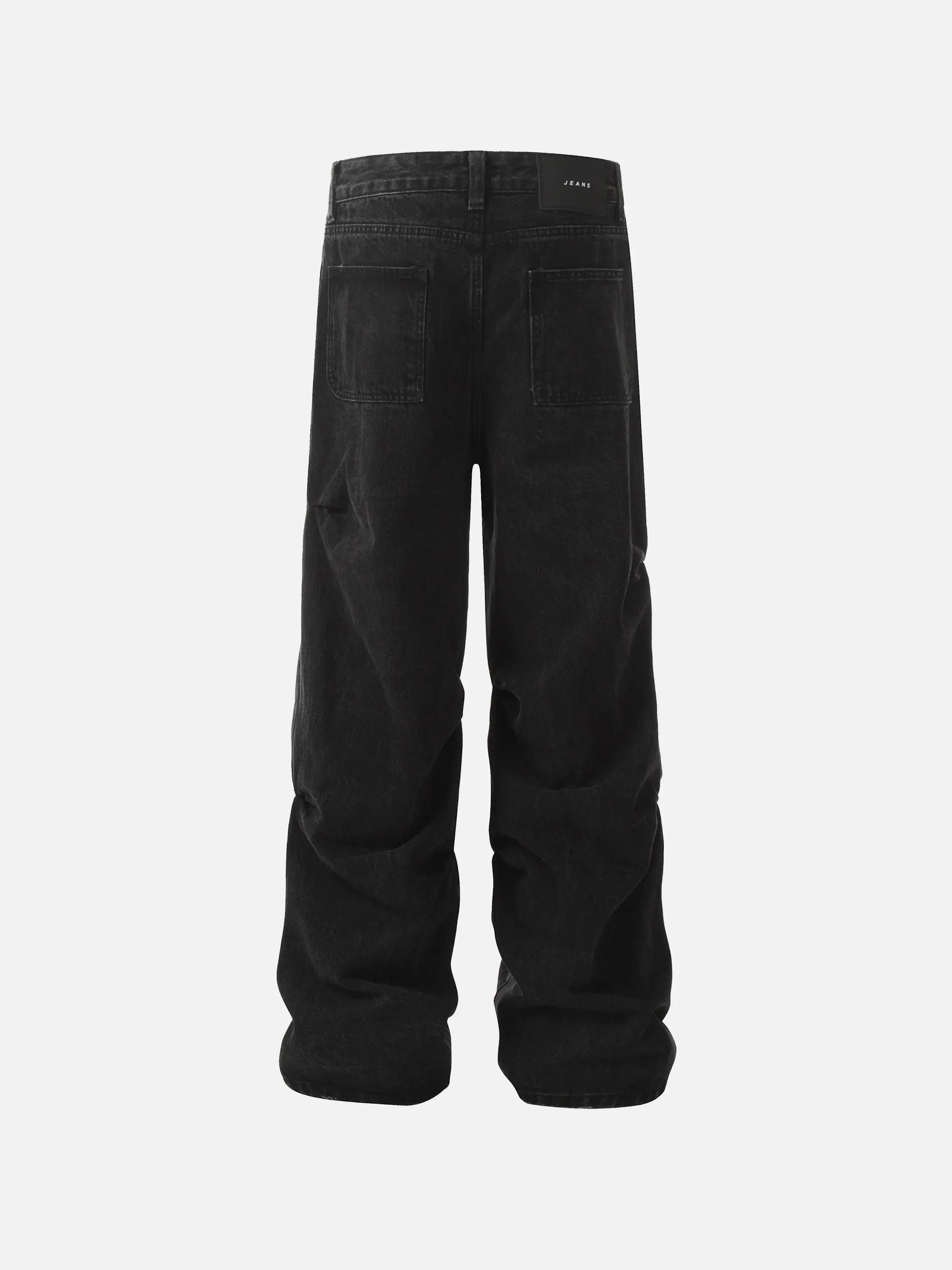 Vintage Washed Pleated Straight Jeans
